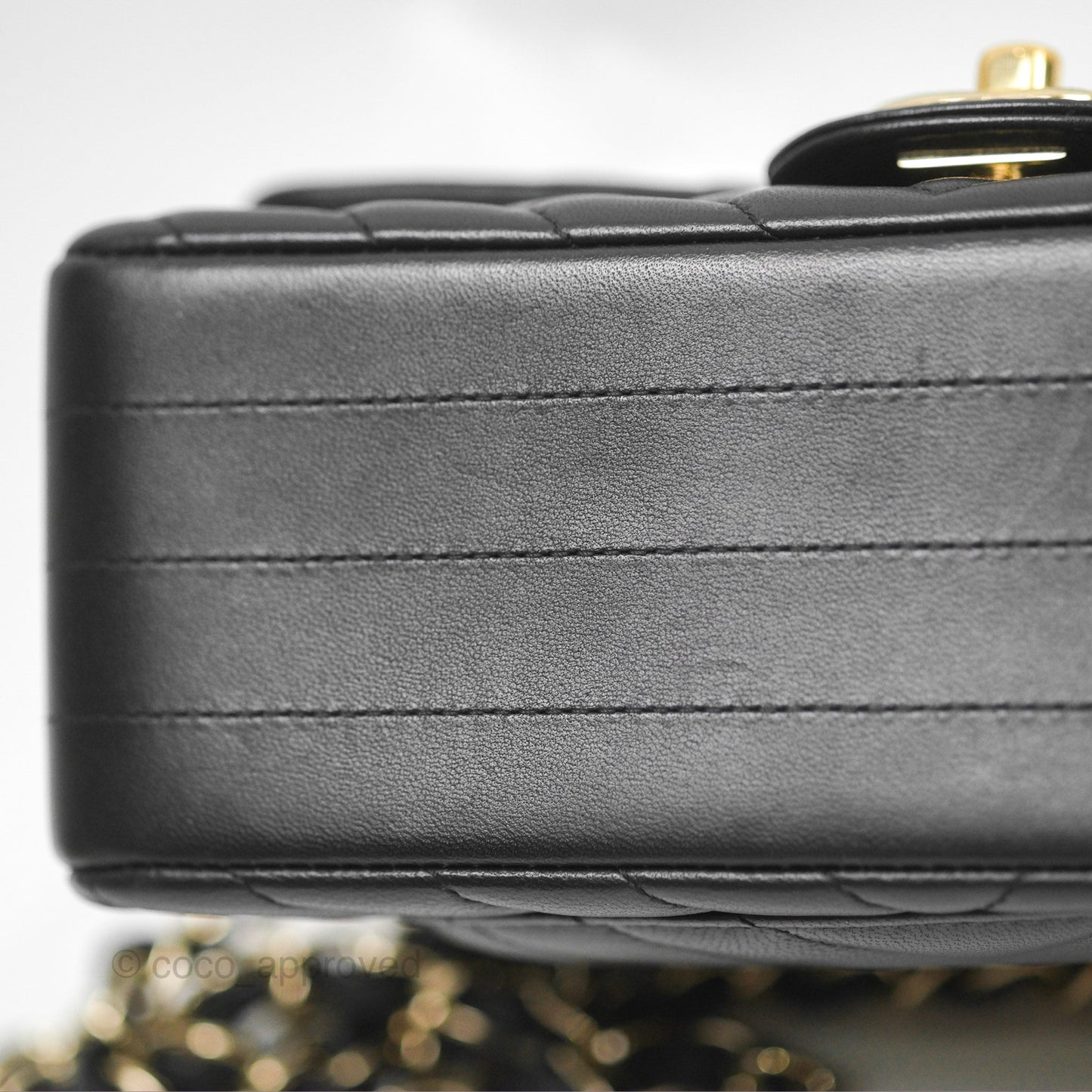 Chanel Chevron Mini Rectangular Flap Black Lambskin Gold Hardware