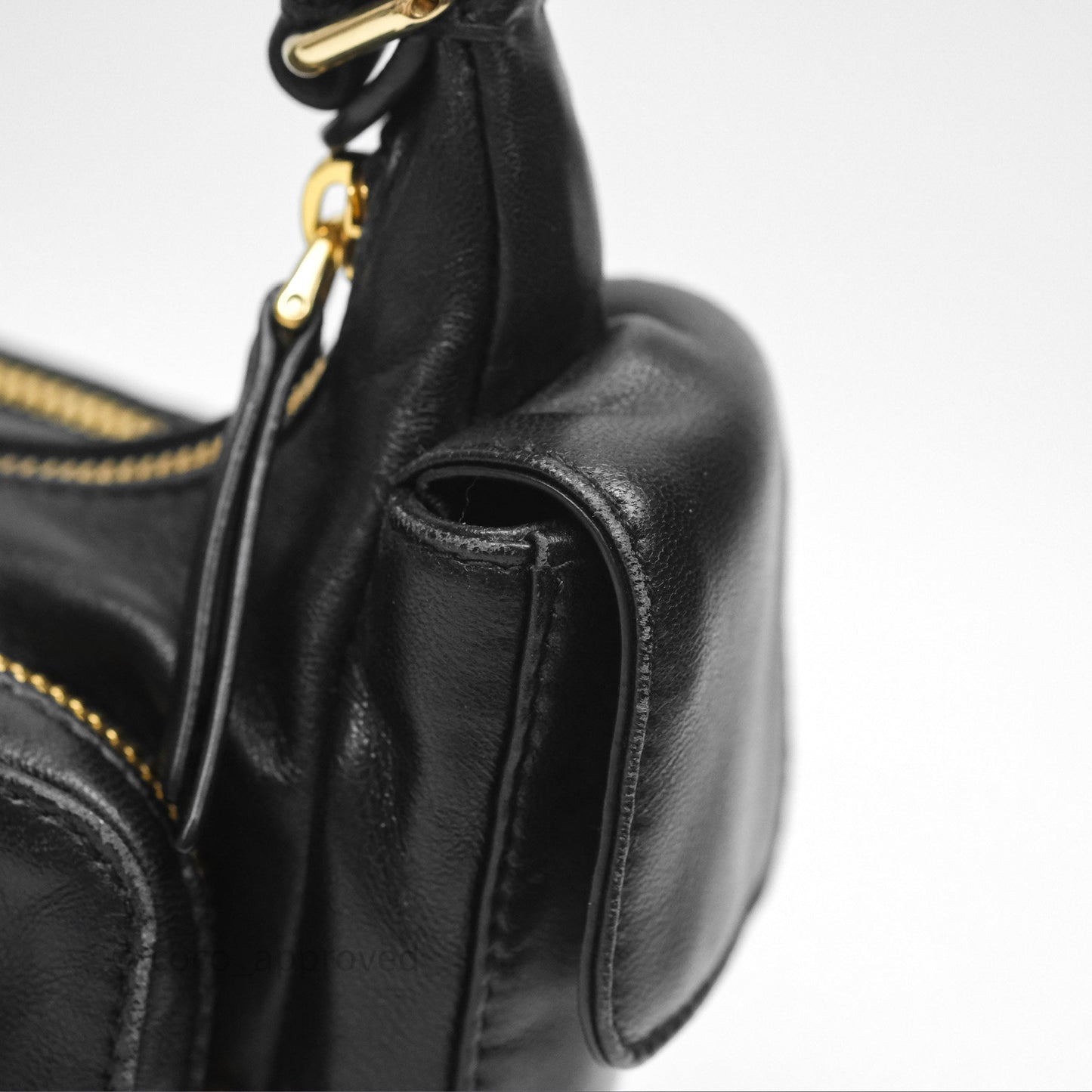 Miu Miu Nappa Leather Pocket Bag Black Lambskin Gold Hardware
