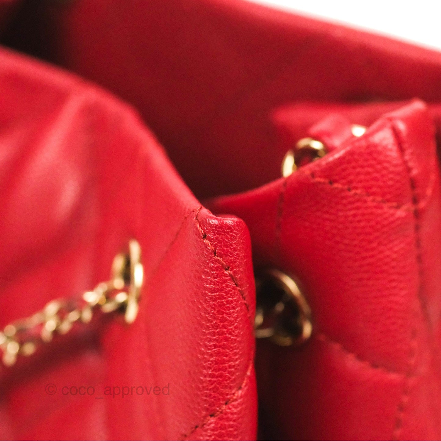 Chanel Medium Quilted Rolled Up Bucket Drawstring Bag Red Caviar Gold Hardware