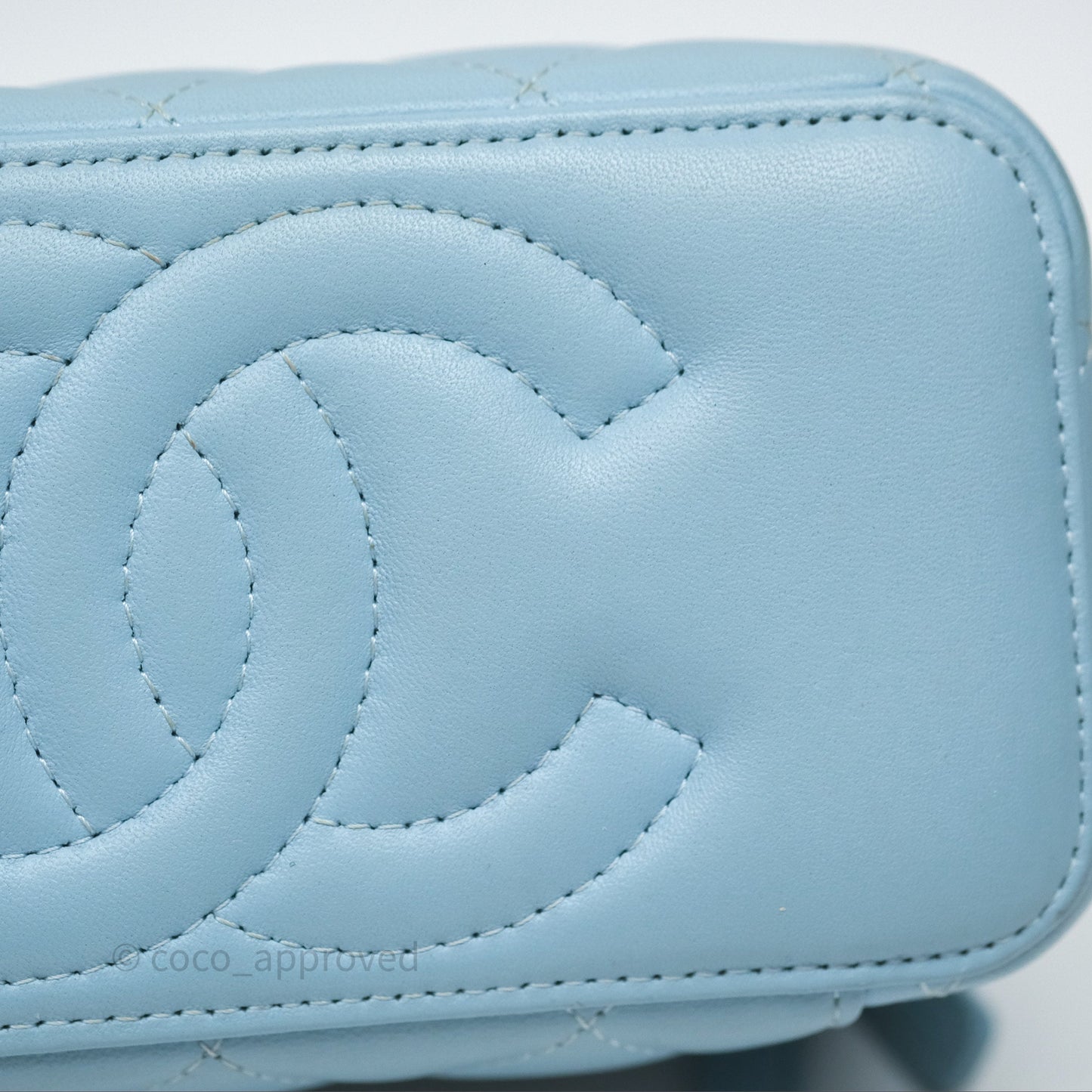 Chanel Vanity Rectangular Top Handle Blue Lambskin Gold Hardware
