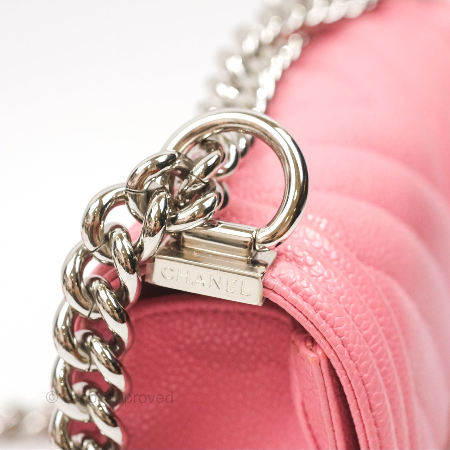Chanel Small Boy Chevron Pink Caviar Silver Hardware