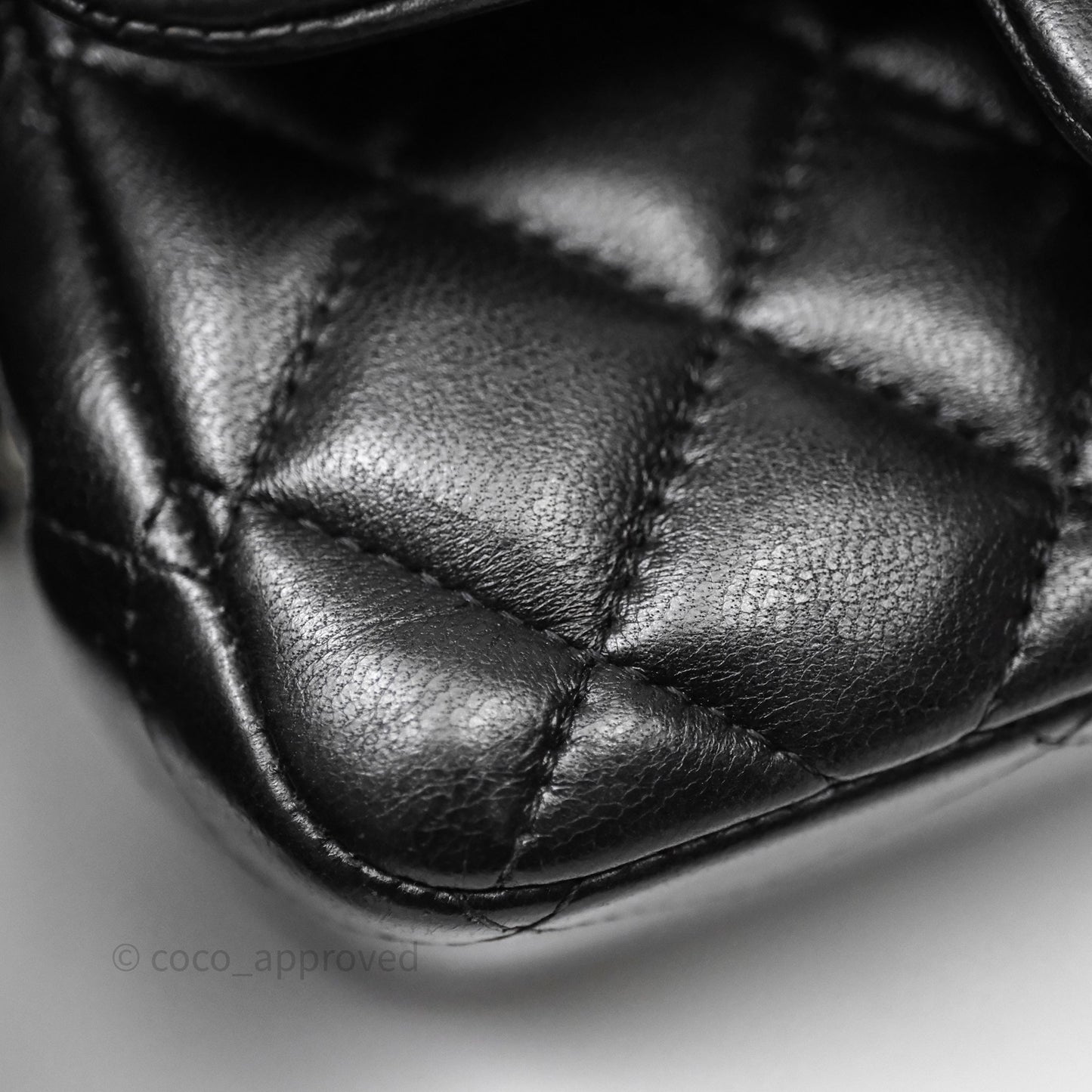 Chanel Mini Square Quilted Black Lambskin Silver Hardware