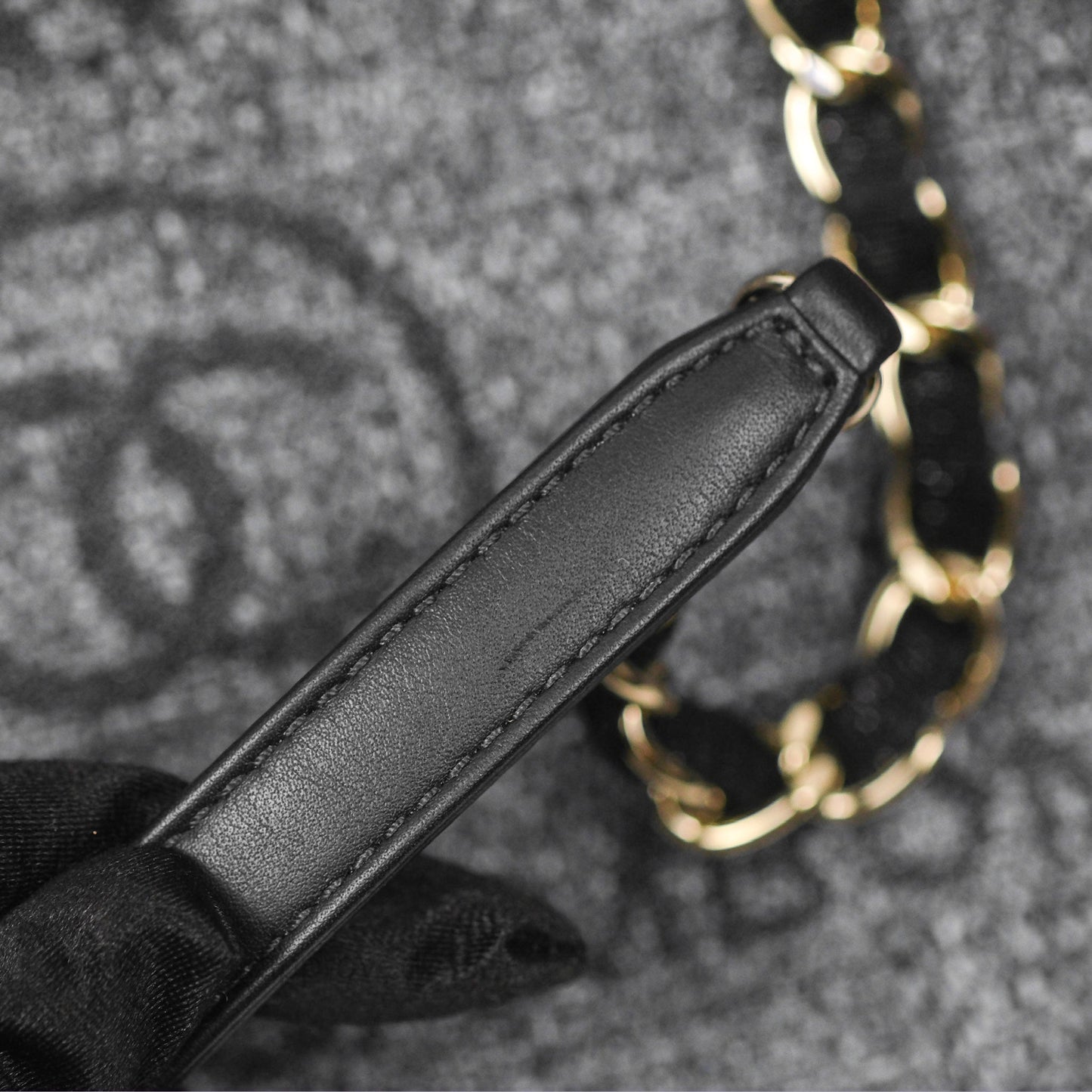 Chanel Large Deauville Glitter Black Grey Raffia Gold Hardware