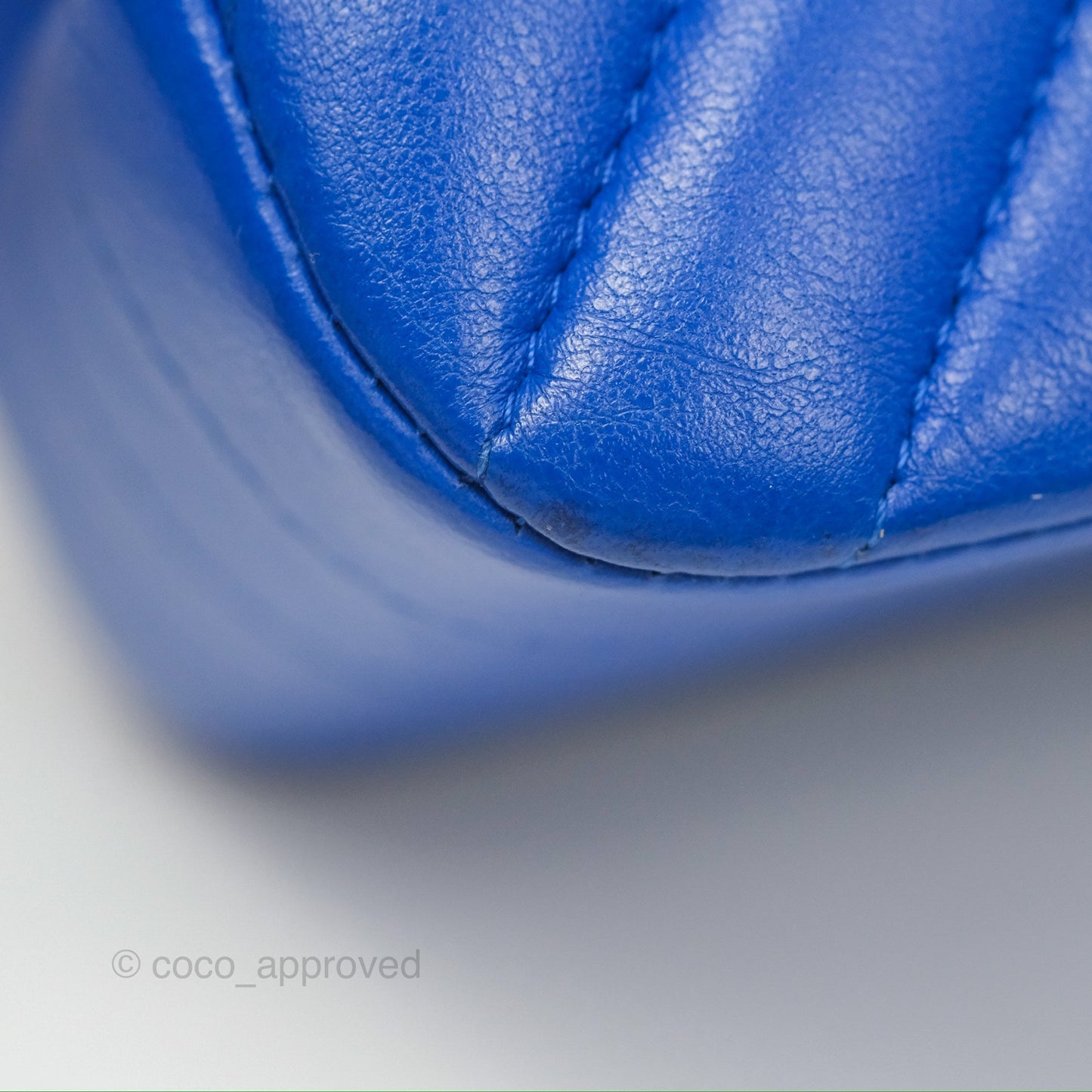 Chanel Medium Classic Flap Chevron Blue Lambskin Gold Hardware