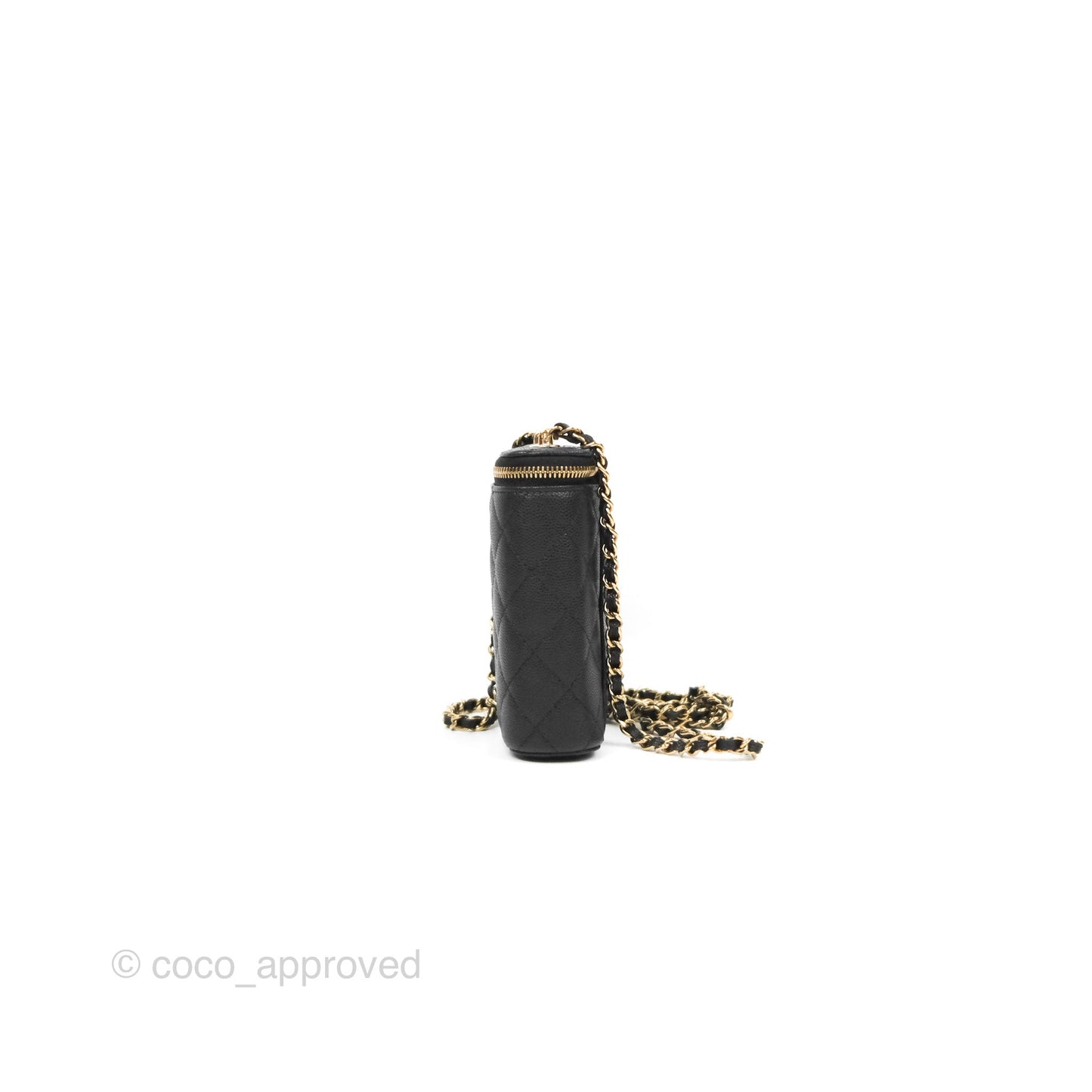 Chanel Classic Mini Vanity With Chain Black Caviar Gold Hardware