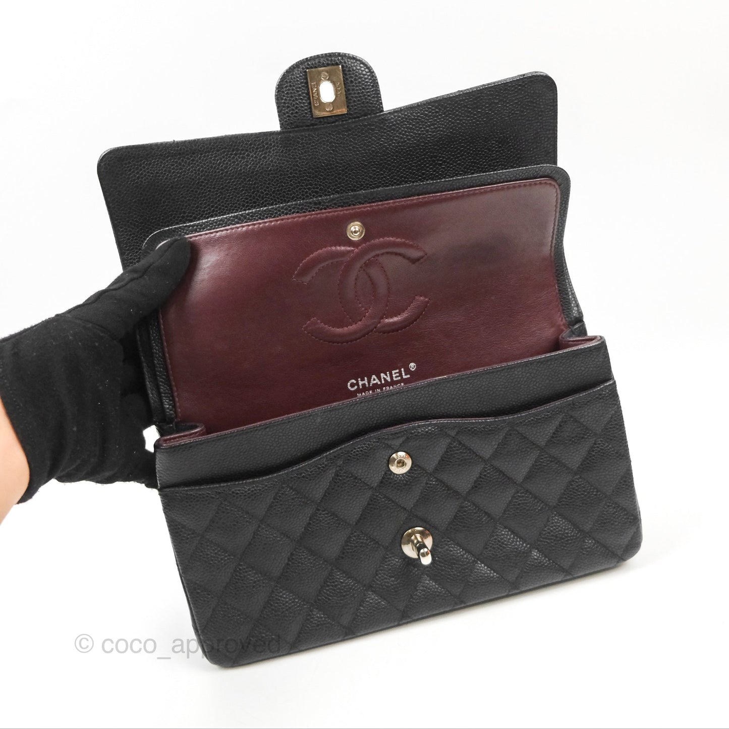 Chanel Classic M/L Medium Flap Quilted Black Caviar Silver Hardware