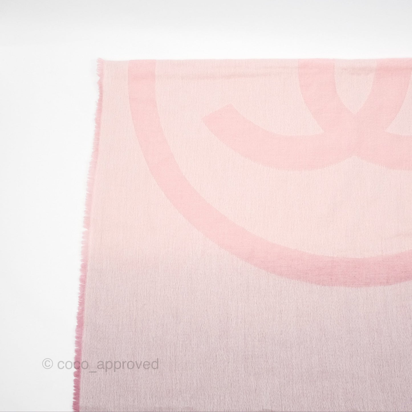 Chanel Logo CC Cashmere Fringe Scarf Pink