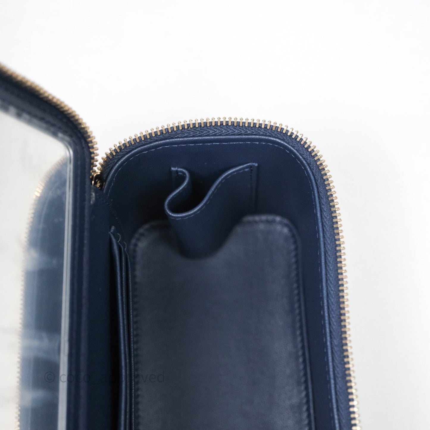 Chanel Vanity Rectangular Metal Top Handle Navy Lambskin Aged Gold Hardware