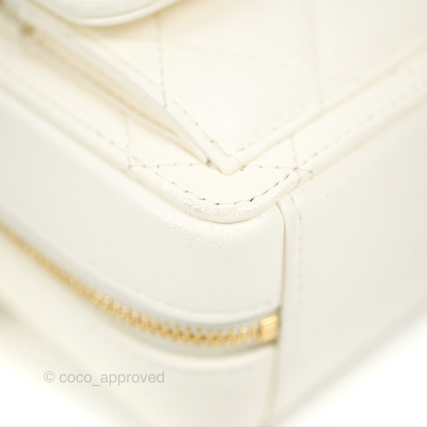 Chanel Mini Vanity Case with Chain White Lambskin Gold Hardware