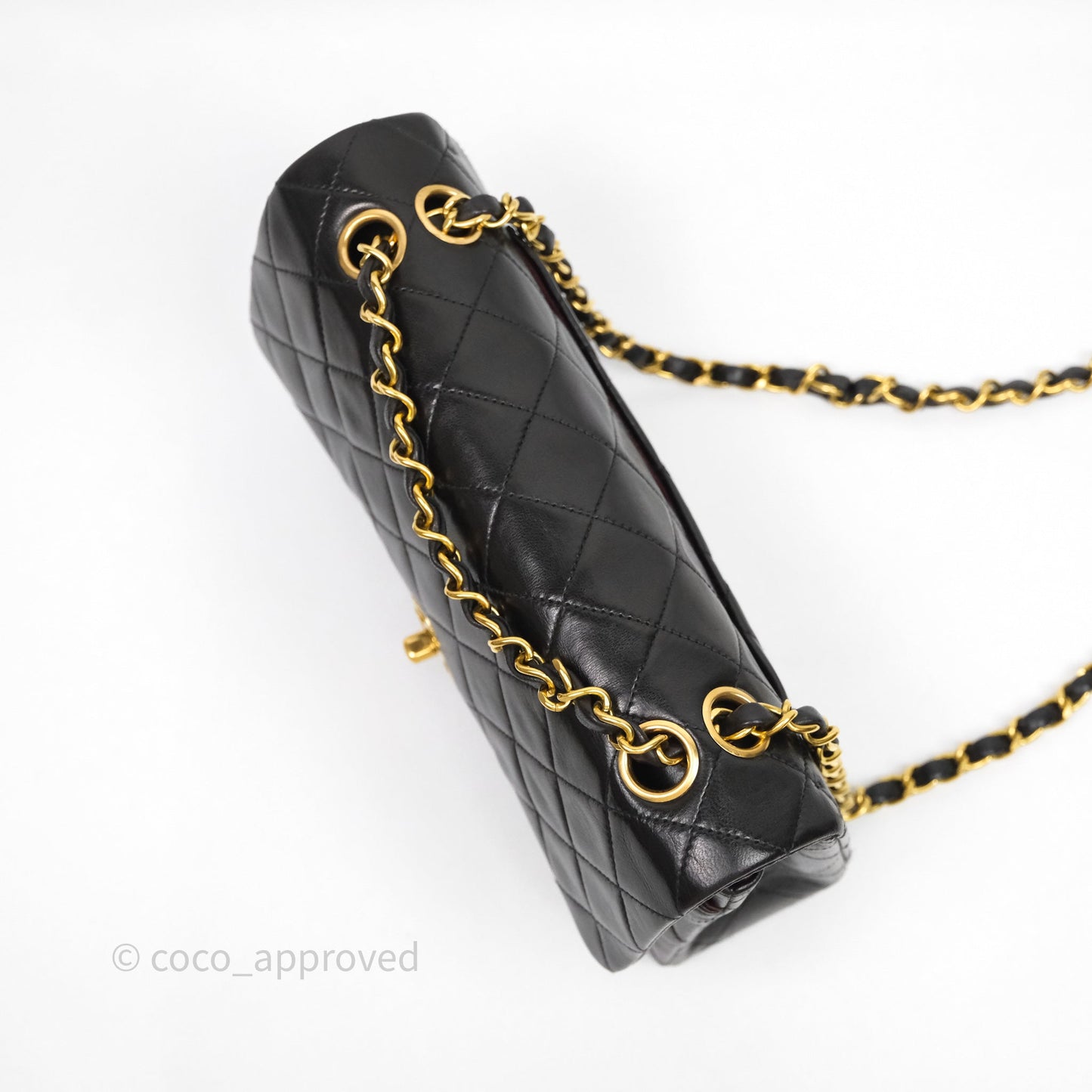 Chanel Vintage Classic Small Flap Bag Black Lambskin 24K Gold Hardware