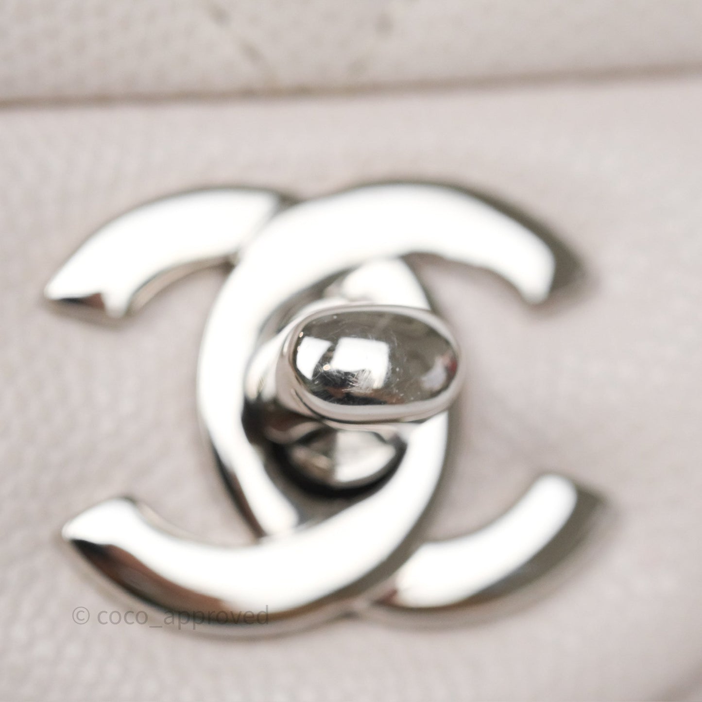Chanel Classic M/L Medium Flap Quilted Stone Ivory Caviar Silver Hardware