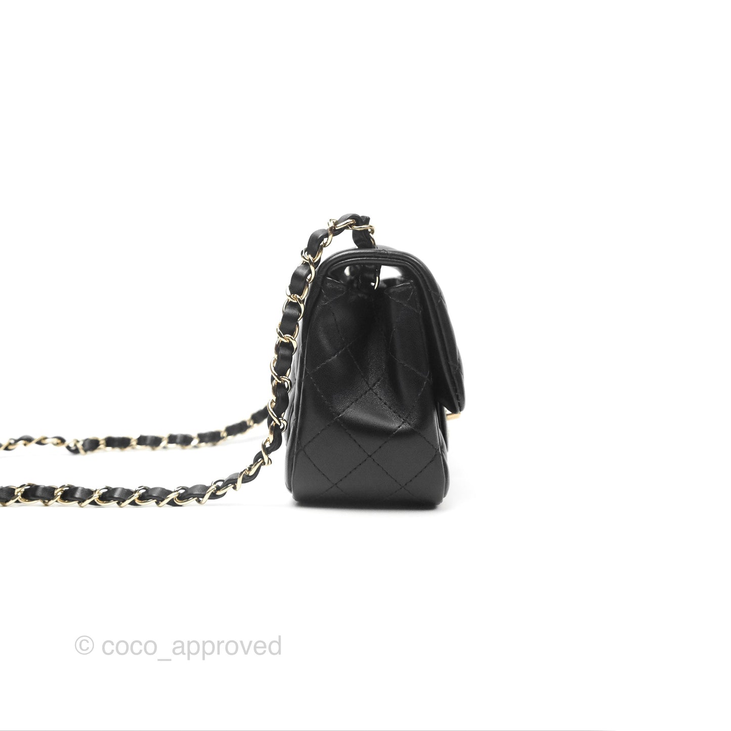 Chanel Mini Square Black Lambskin Gold Hardware