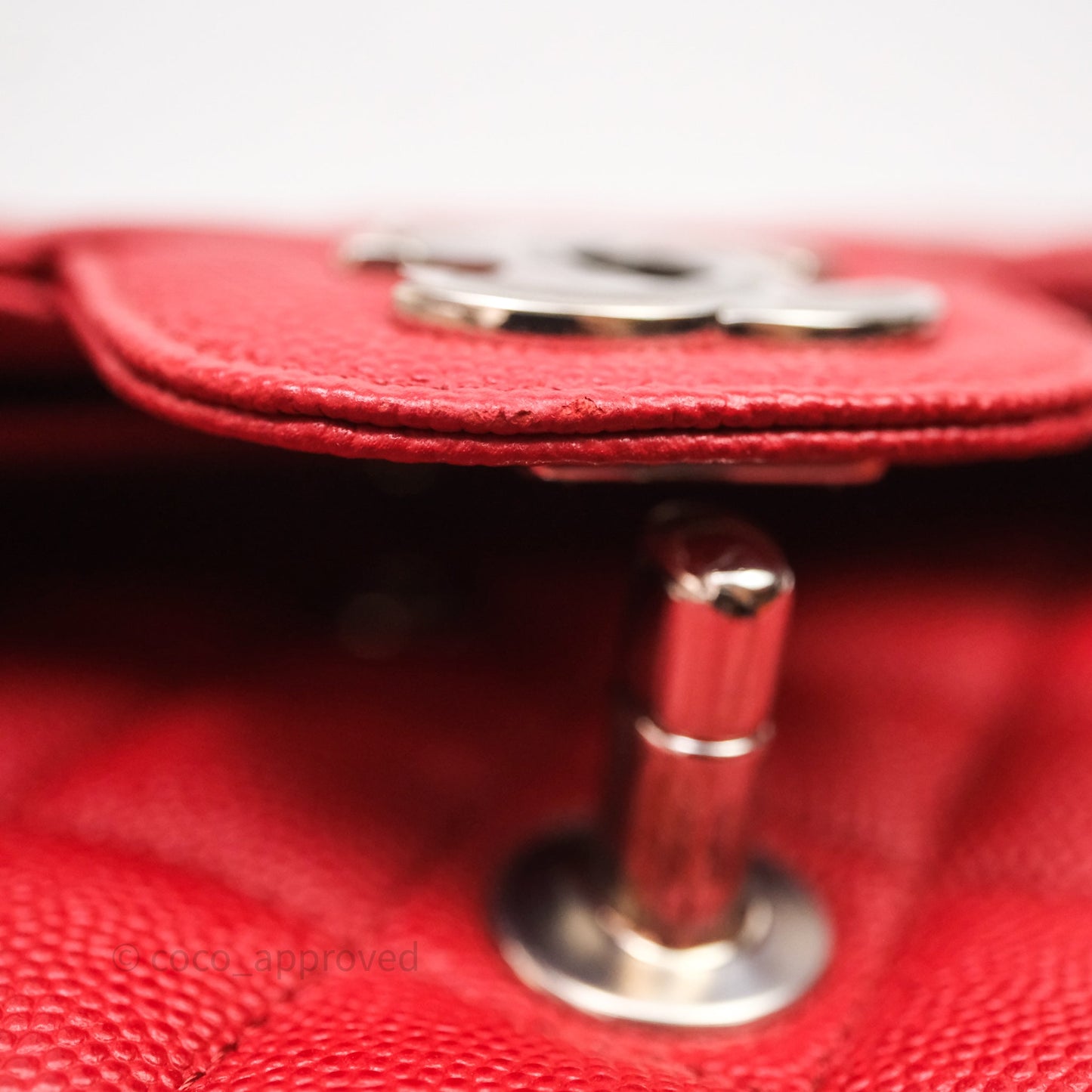 Chanel Classic M/L Medium Flap Quilted Red Caviar Silver Hardware