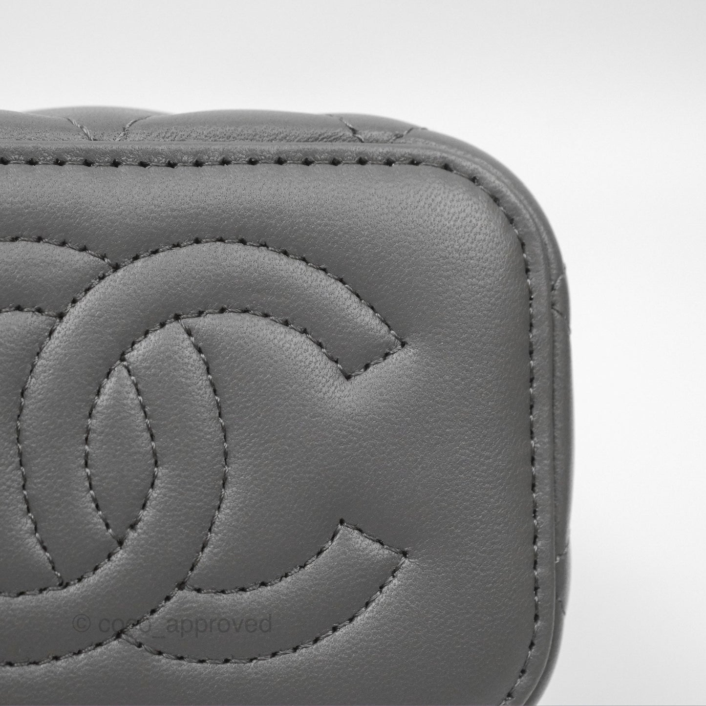 Chanel Mini Top Handle Vanity With Chain Grey Lambskin Gold Hardware