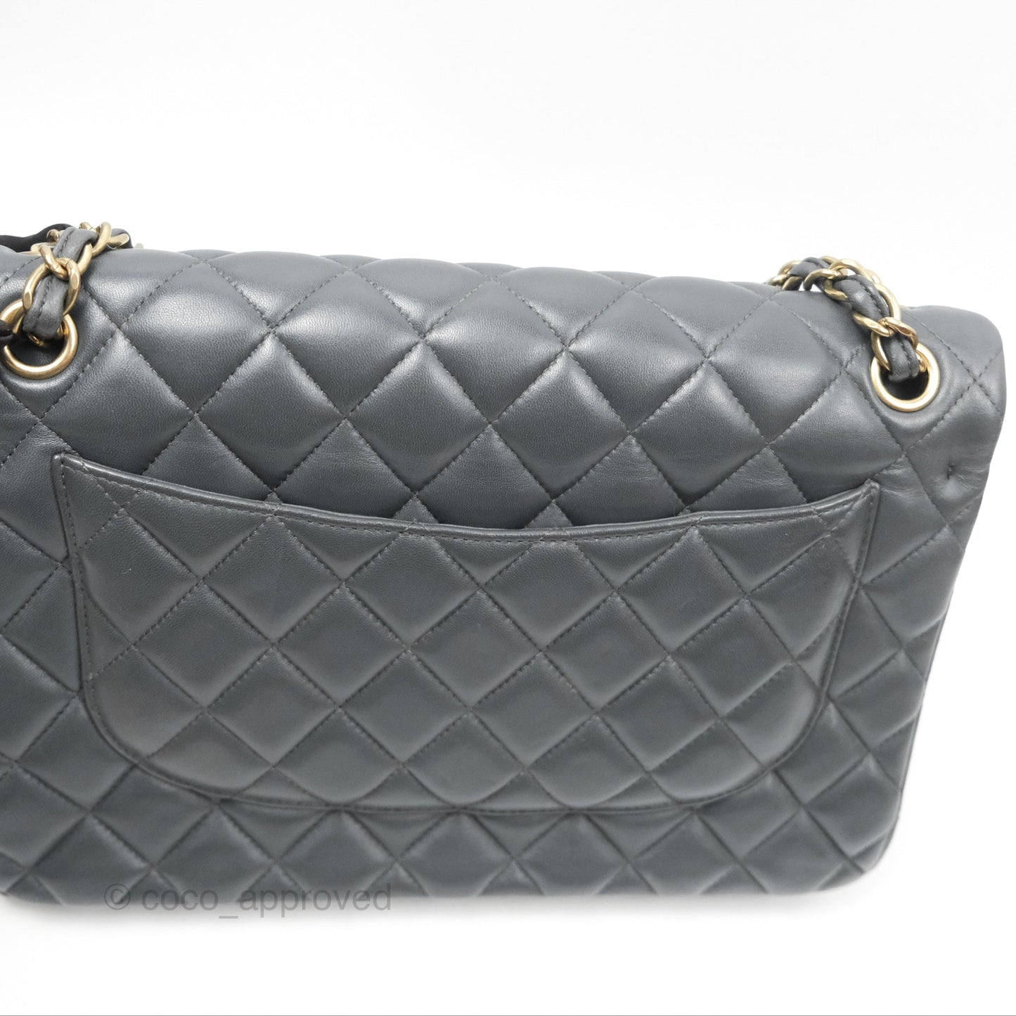 Chanel Jumbo Double Flap Dark Grey Lambskin Brushed Gold Hardware⁣⁣