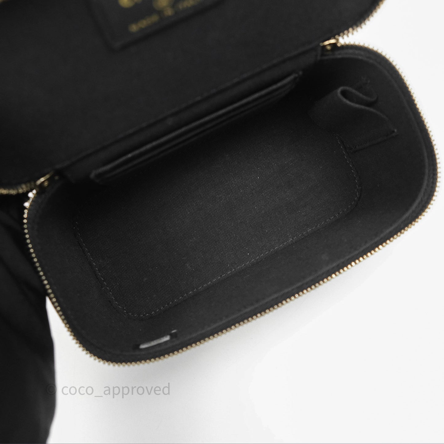 Chanel Classic Vanity Rectangular Top Handle With Chain Black Lambskin Gold Hardware