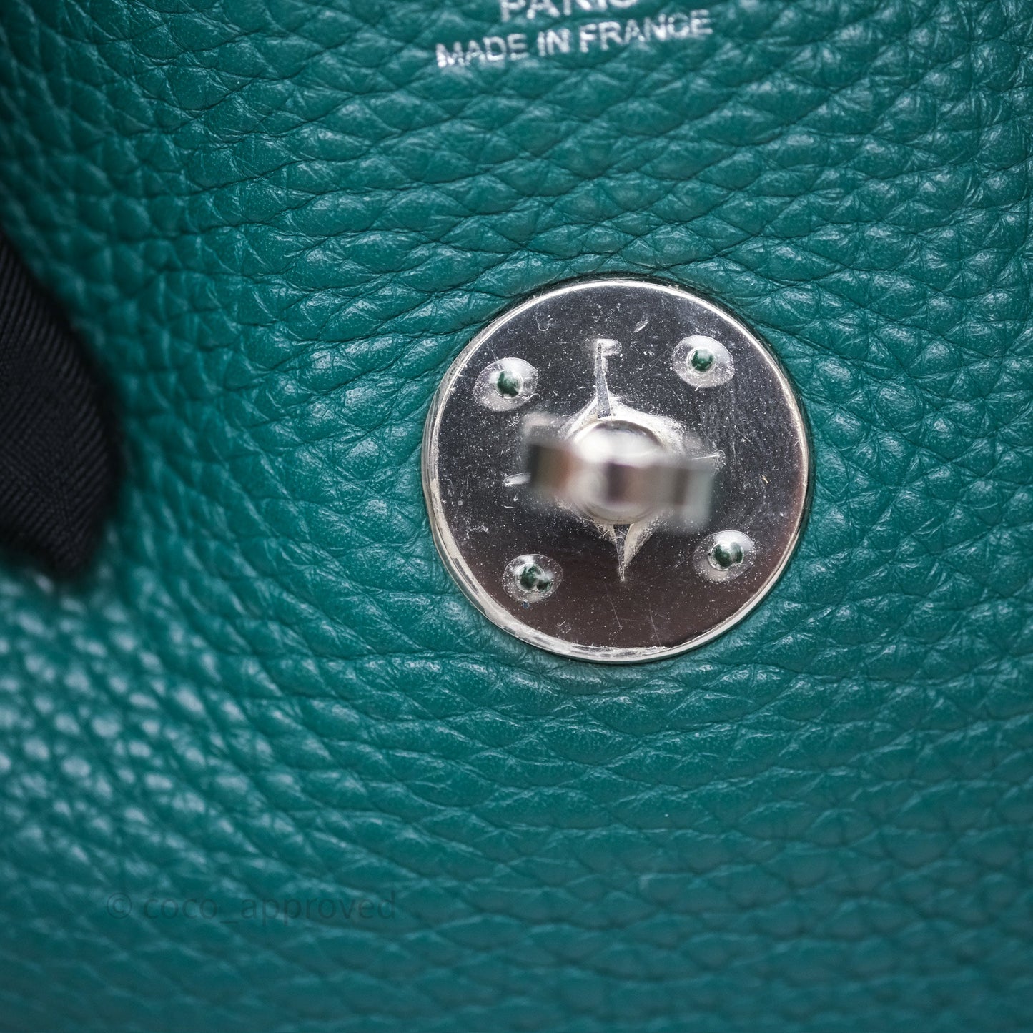 Hermès Lindy 30 Malachite Z6 Clemence Palladium Hardware