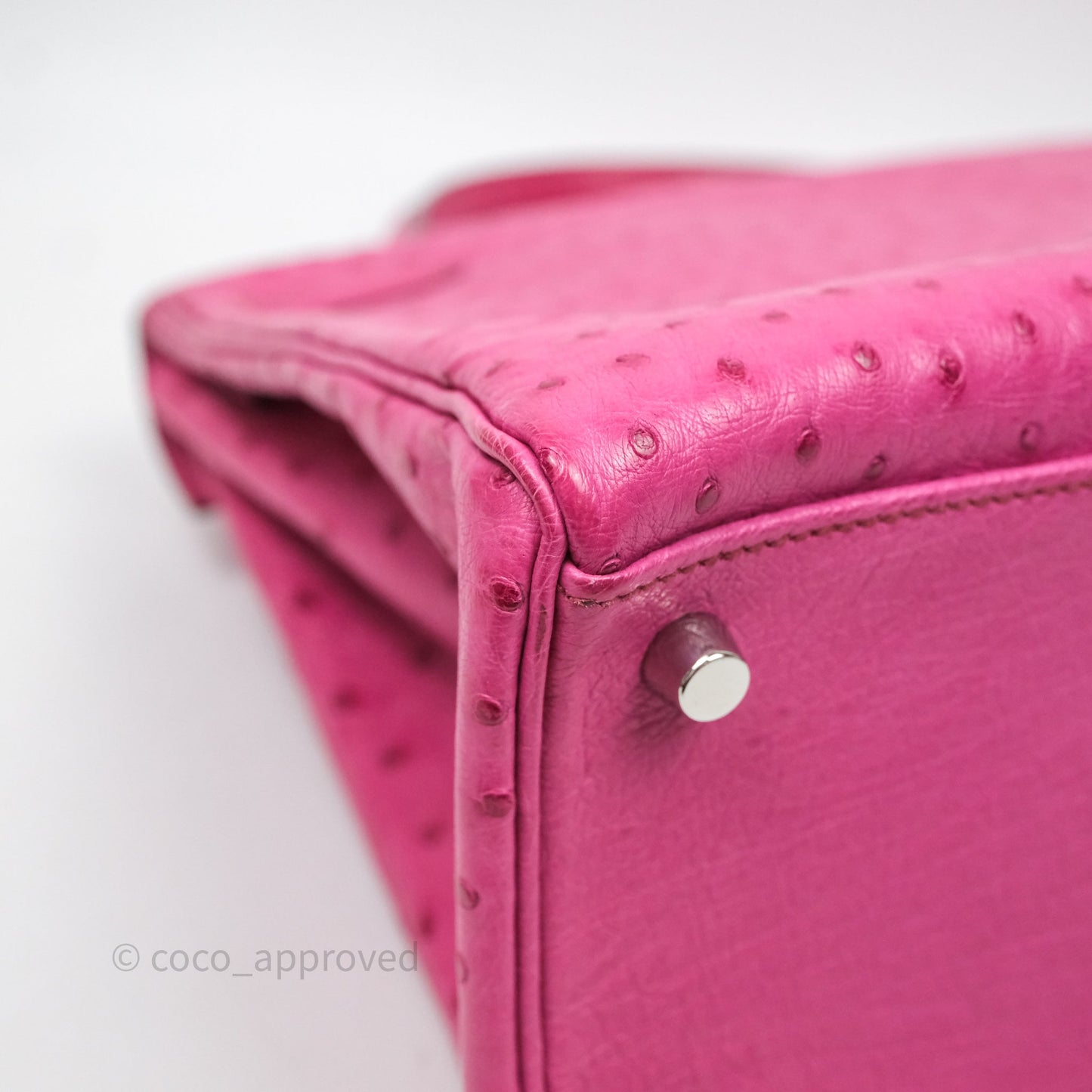 Hermes Kelly 32 Fuchsia Ostrich Palladium Hardware