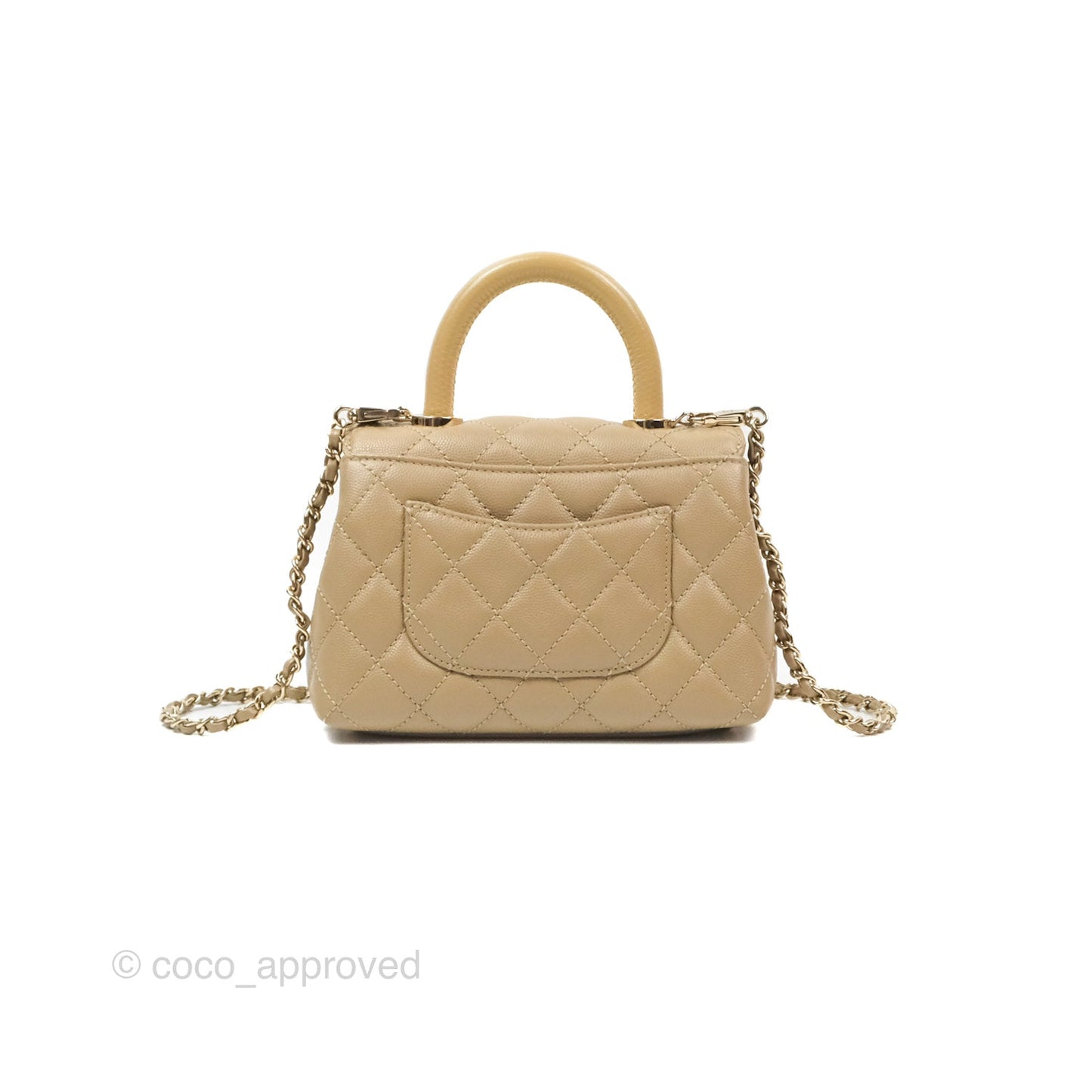 Chanel Mini Coco Handle Quilted Dark Beige Caviar Gold Hardware