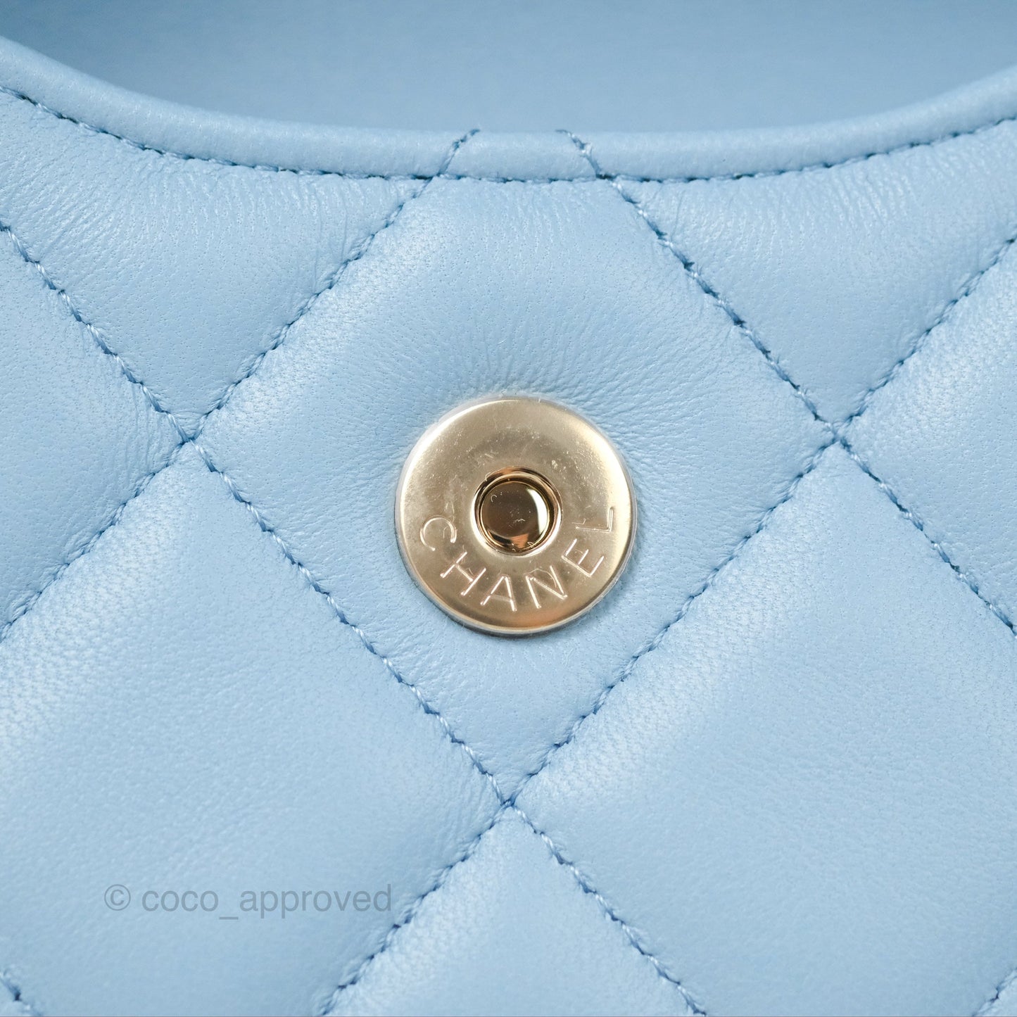 Chanel Mini Chain Around Clutch With Chain Blue Lambskin Gold Hardware