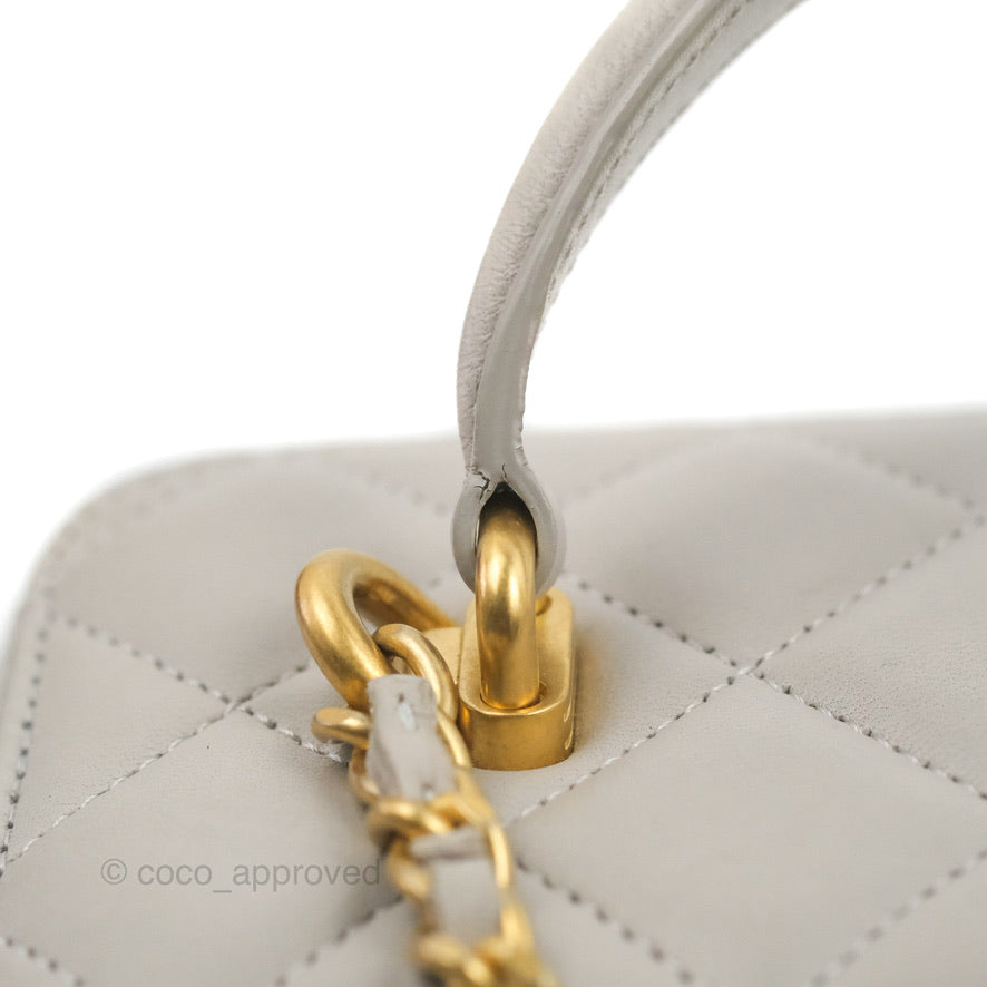 Chanel Vanity Rectangular Top Handle Grey Lambskin Gold Hardware