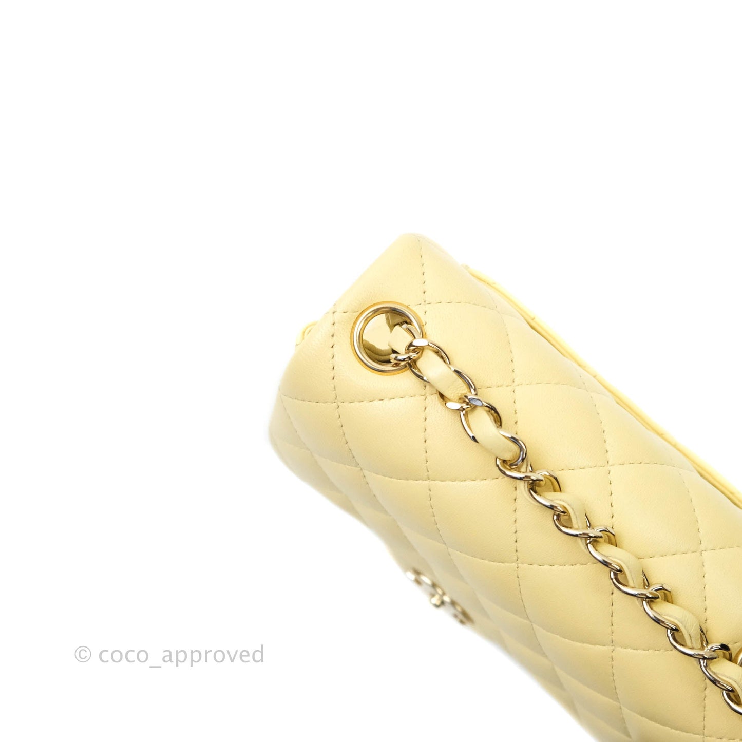 Chanel Quilted Mini Square Yellow Lambskin Gold Hardware