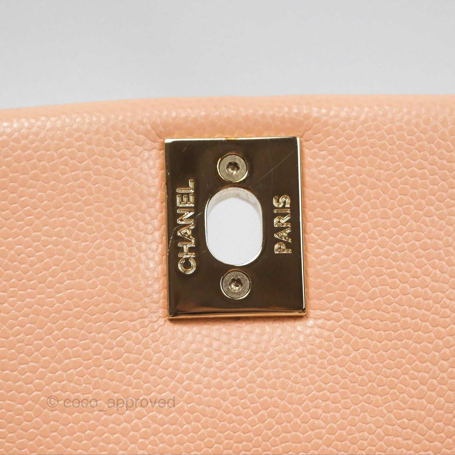Chanel Quilted Mini Coco Handle Caviar Pink Beige Gold Hardware