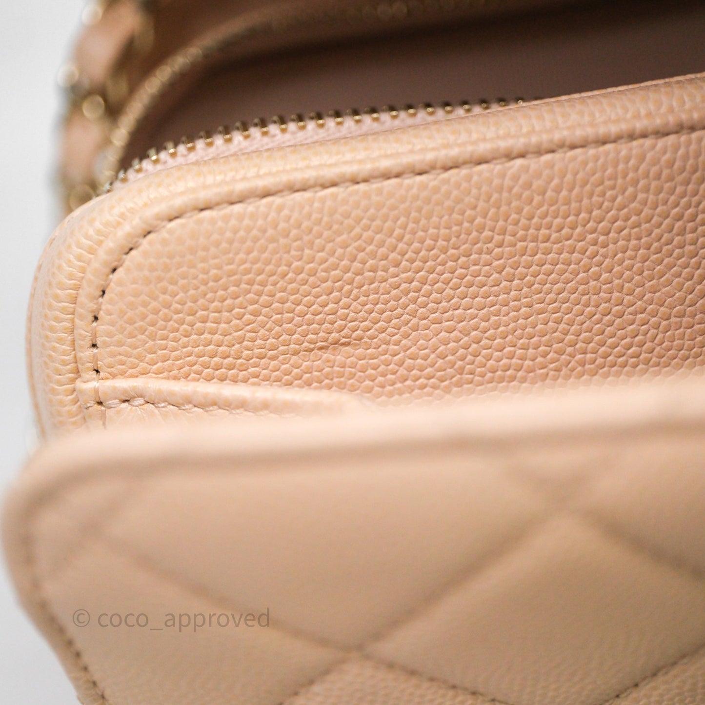 Chanel Small Like The Wallet Flap Quilted Light Beige Pink Caviar Gold Hardware 22C