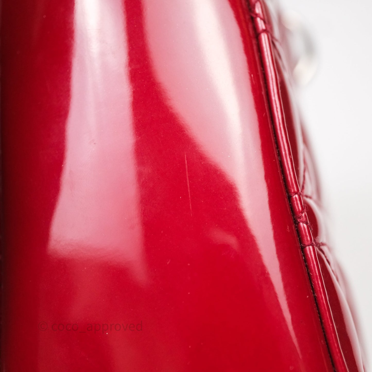 Christian Dior Mini Lady Dior Red Patent Cannage Silver Hardware