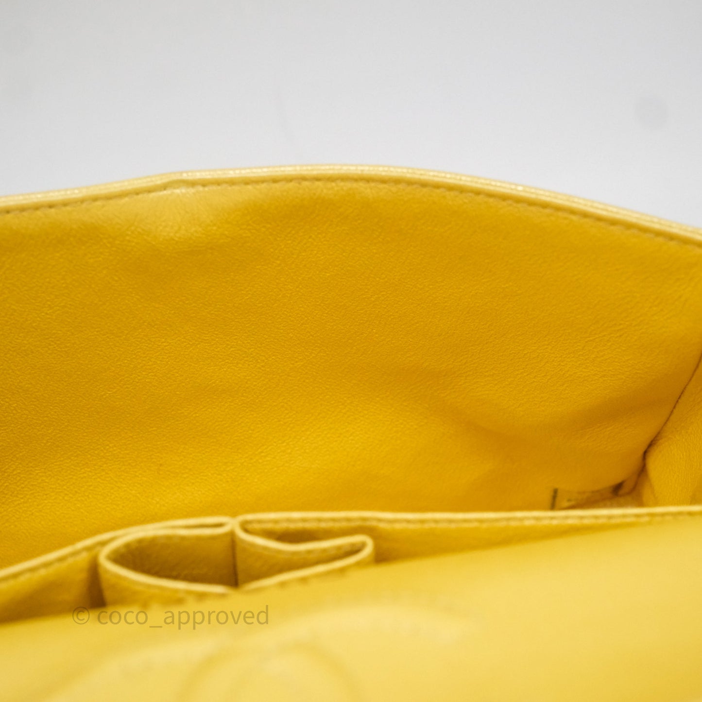 Chanel Small Classic Quilted Flap Iridescent Yellow Caviar Gold Hardware