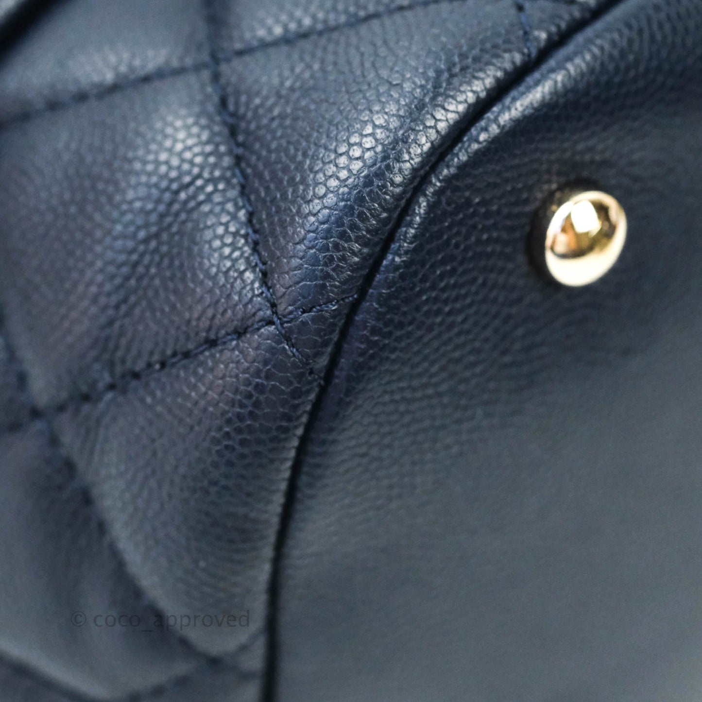 Chanel Caviar Quilted Rolled Up Bucket Drawstring Bag Navy Gold Hardware
