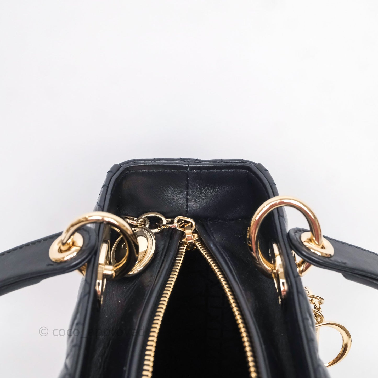 Christian Dior Medium Lady Dior Navy Lambskin Gold Hardware