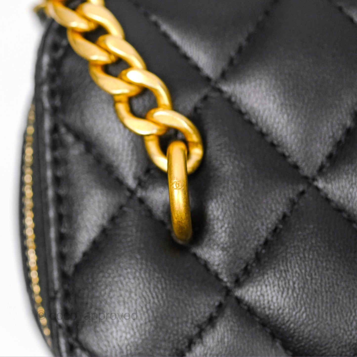 Chanel Quilted Vanity Rectangular with Camellia Adjustable Chain Black Lambskin 23S
