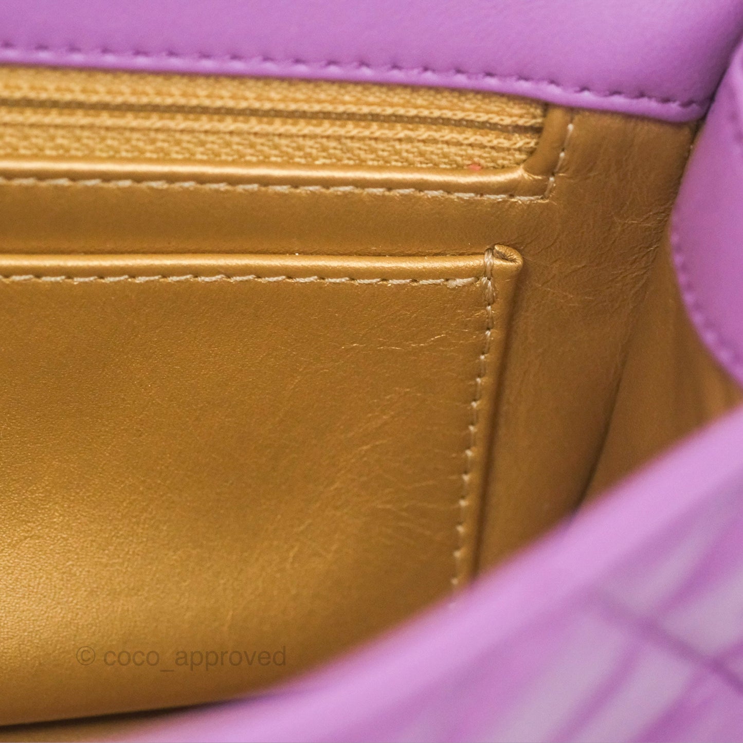 Chanel Mini Rectangular Pearl Crush Quilted Purple Lambskin Aged Gold Hardware