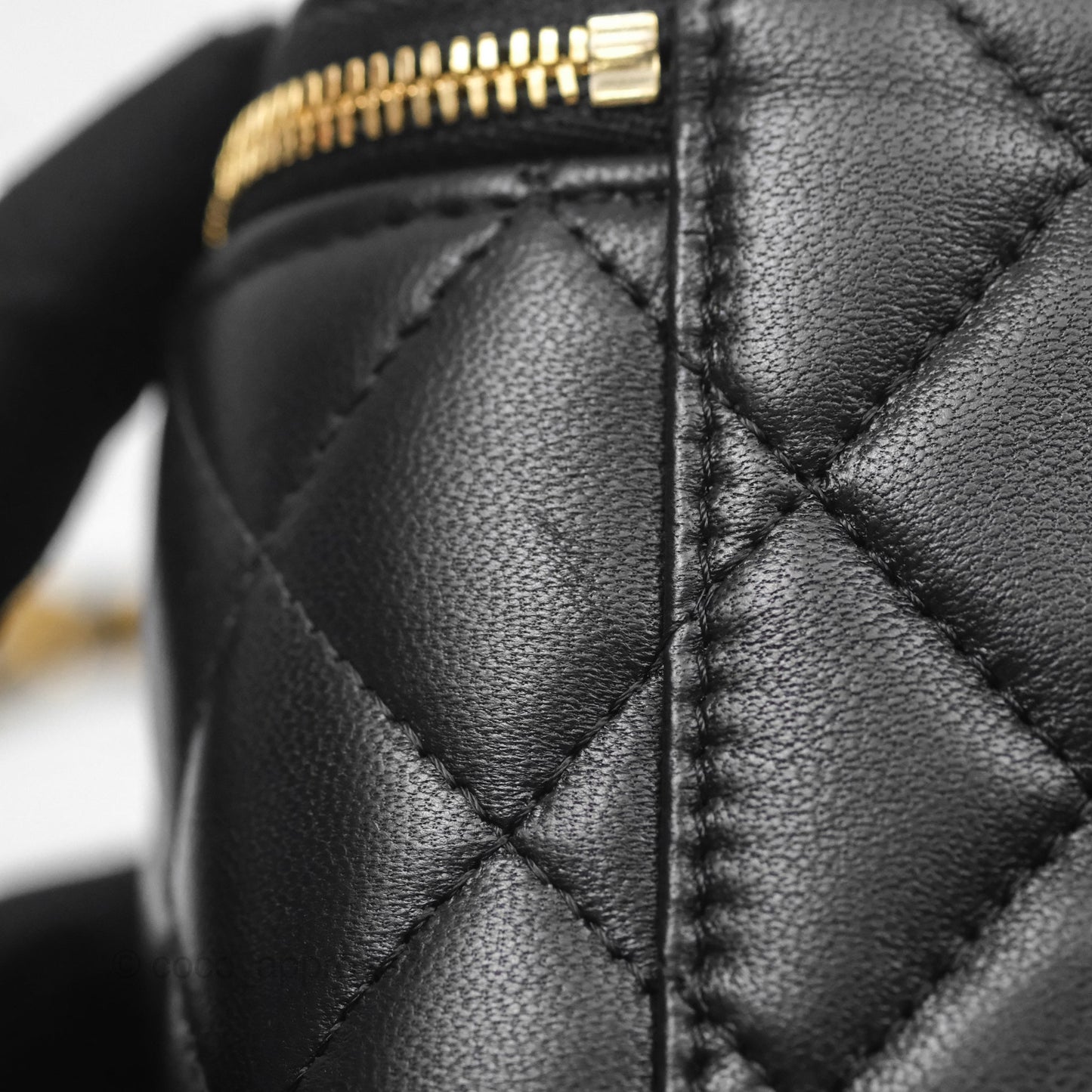 Chanel Vanity with COCO Heart Chain Black Lambskin Aged Gold Hardware