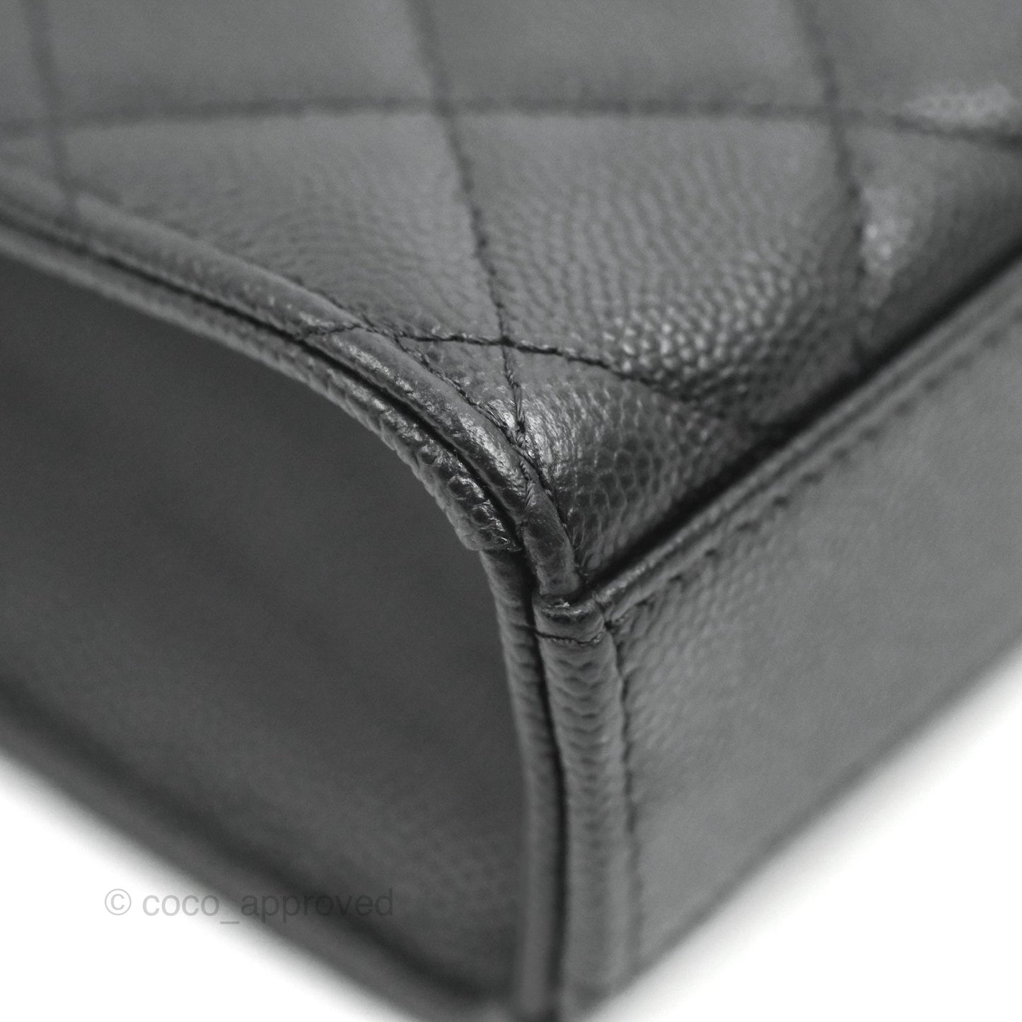 Chanel Classic Quilted Phone Holder Black Caviar Gold Hardware
