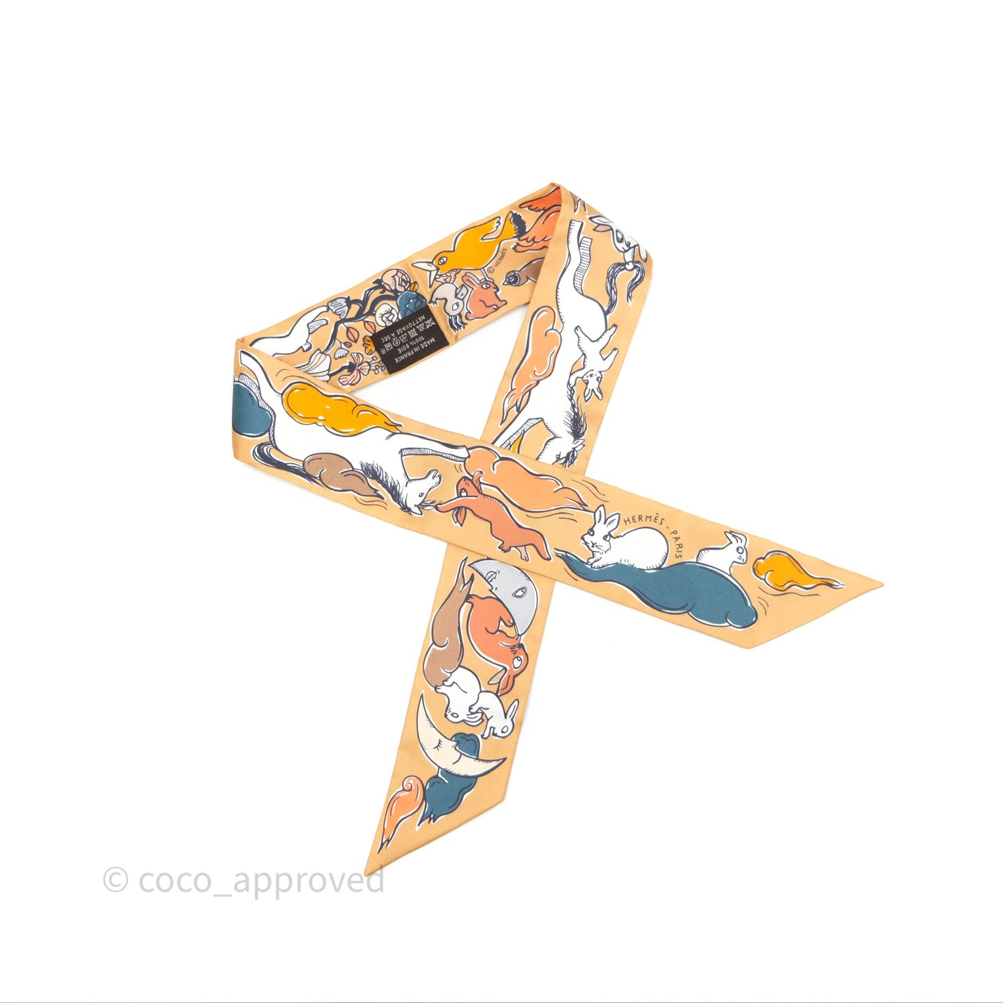 Hermès Mille et Un Lapins Silk Twilly