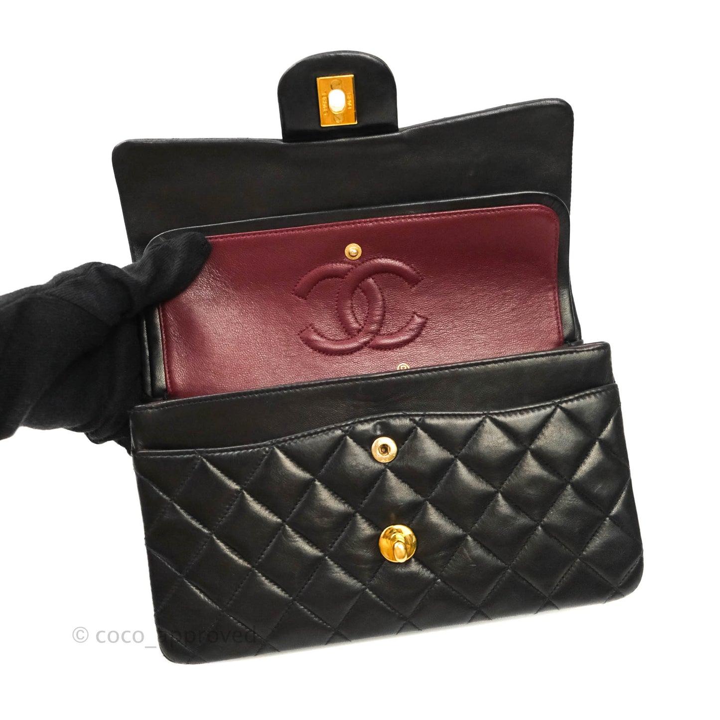 Chanel Classic Vintage Small S/M Flap Black Lambskin 24K Gold Hardware