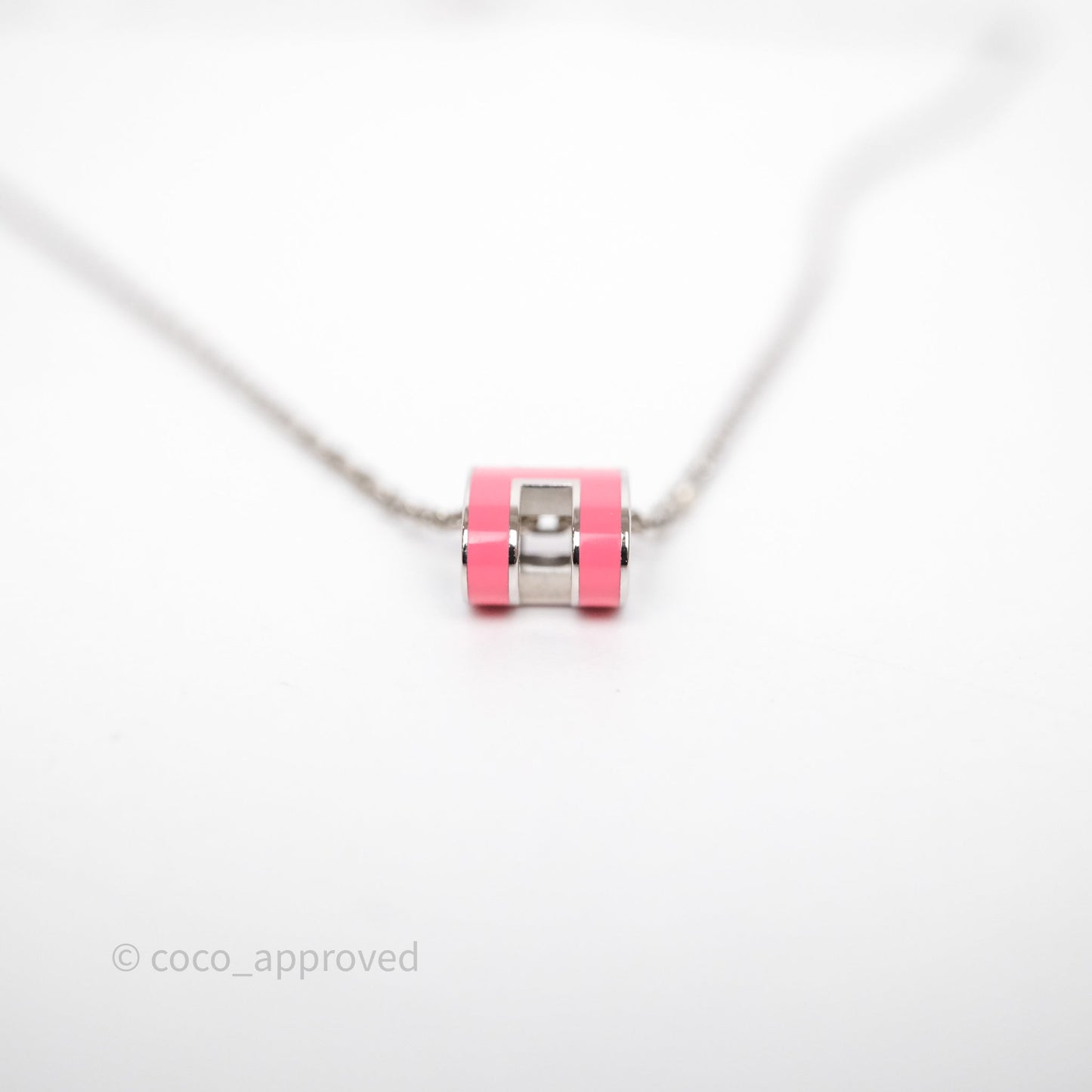 Hermès Mini Pop H Pink Pendant Necklace Palladium Hardware
