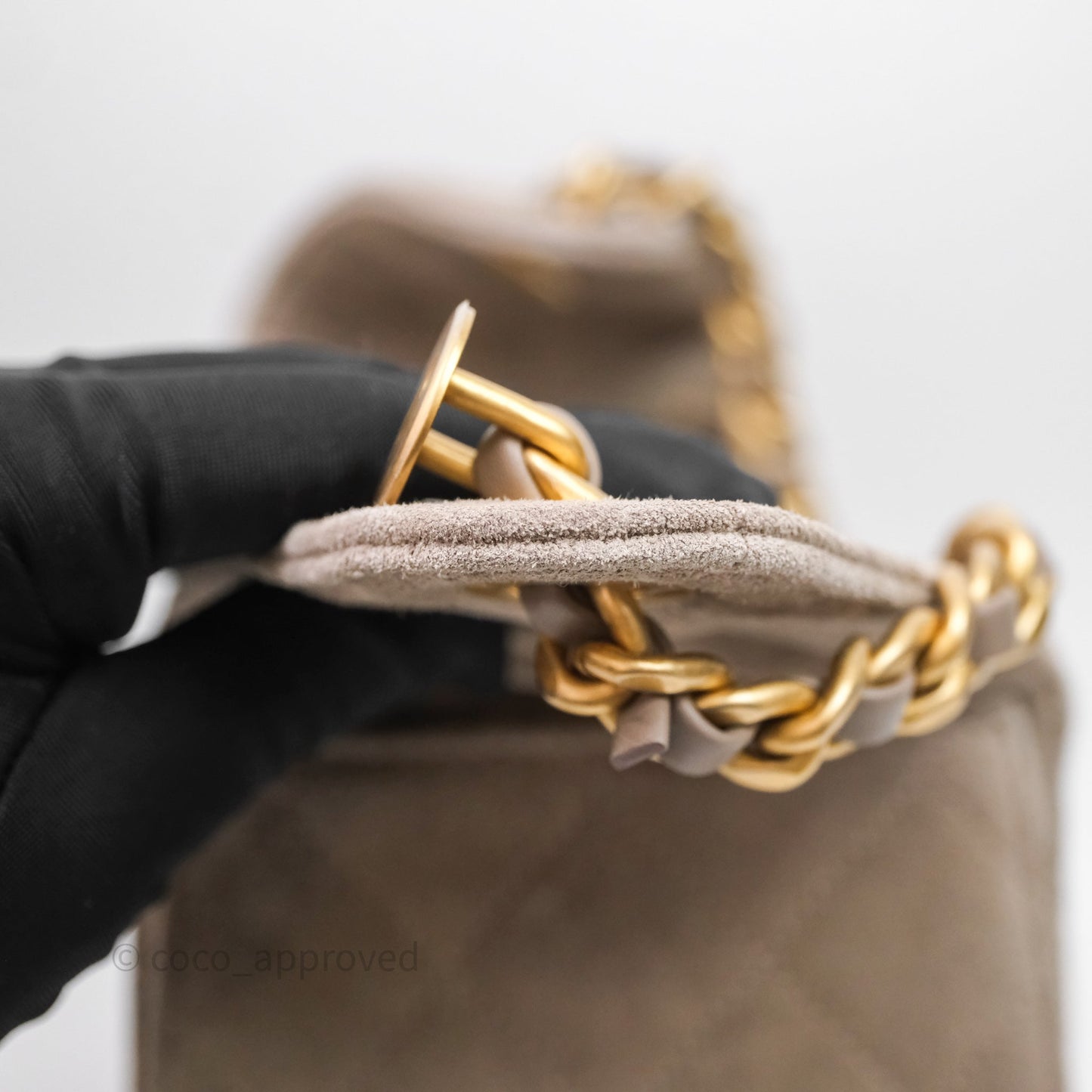 Chanel 25 Small Suede Calfskin Aged Gold Hardware