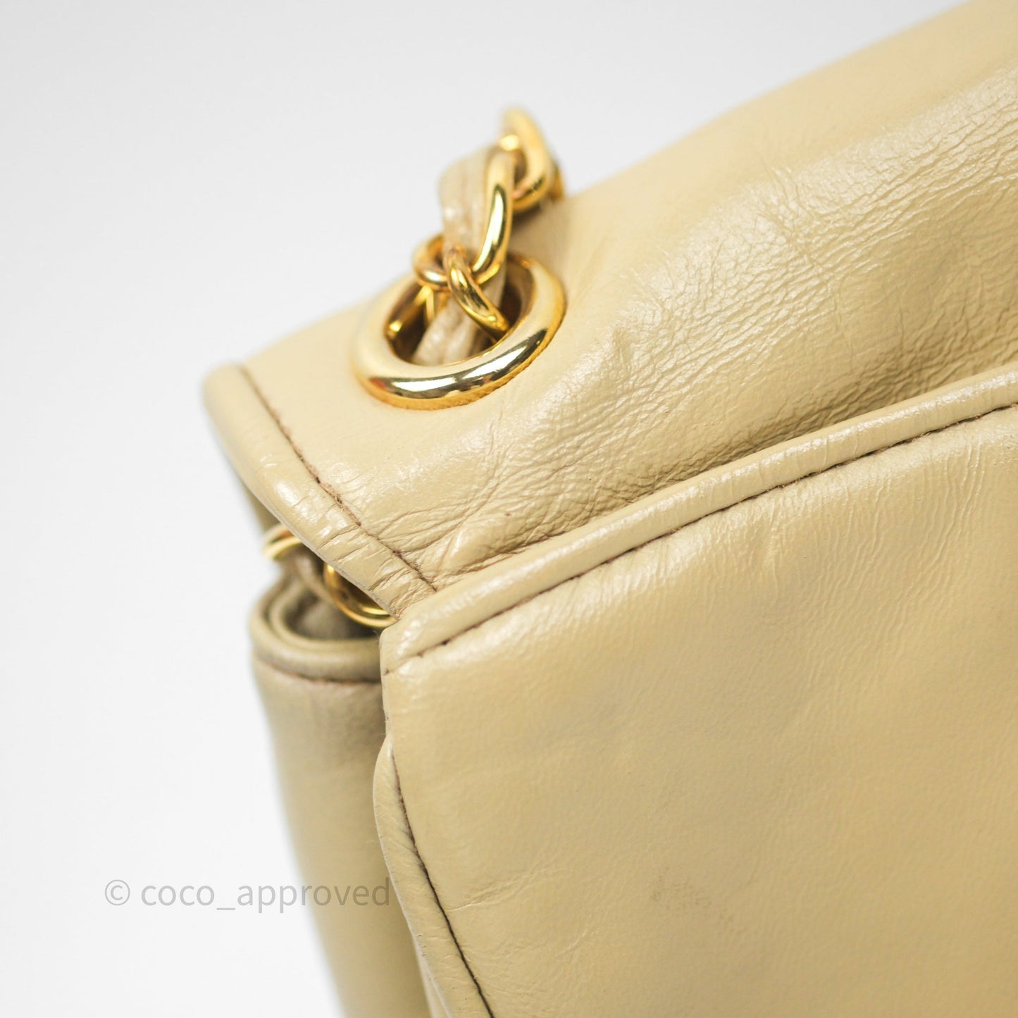 Chanel Vintage CC Flap Bag Beige Lambskin Gold Hardware