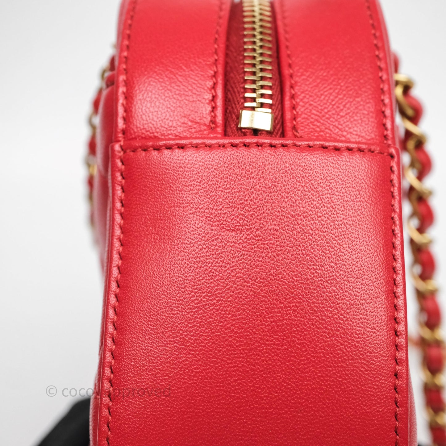 Chanel Infinity Camera Case Red Goatskin Aged Gold Hardware