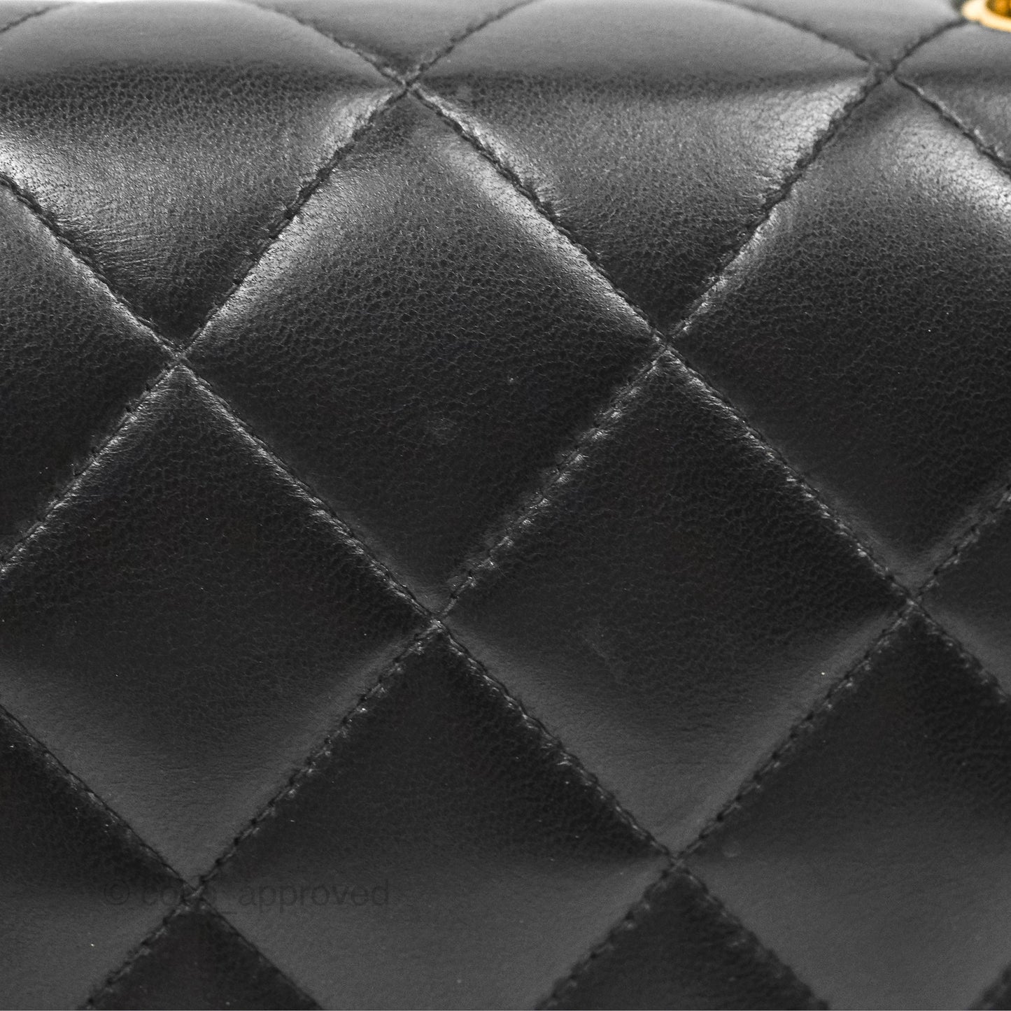 Chanel Vintage Quilted Medium Classic Diana Flap Bag Black Lambskin 24K Gold Hardware