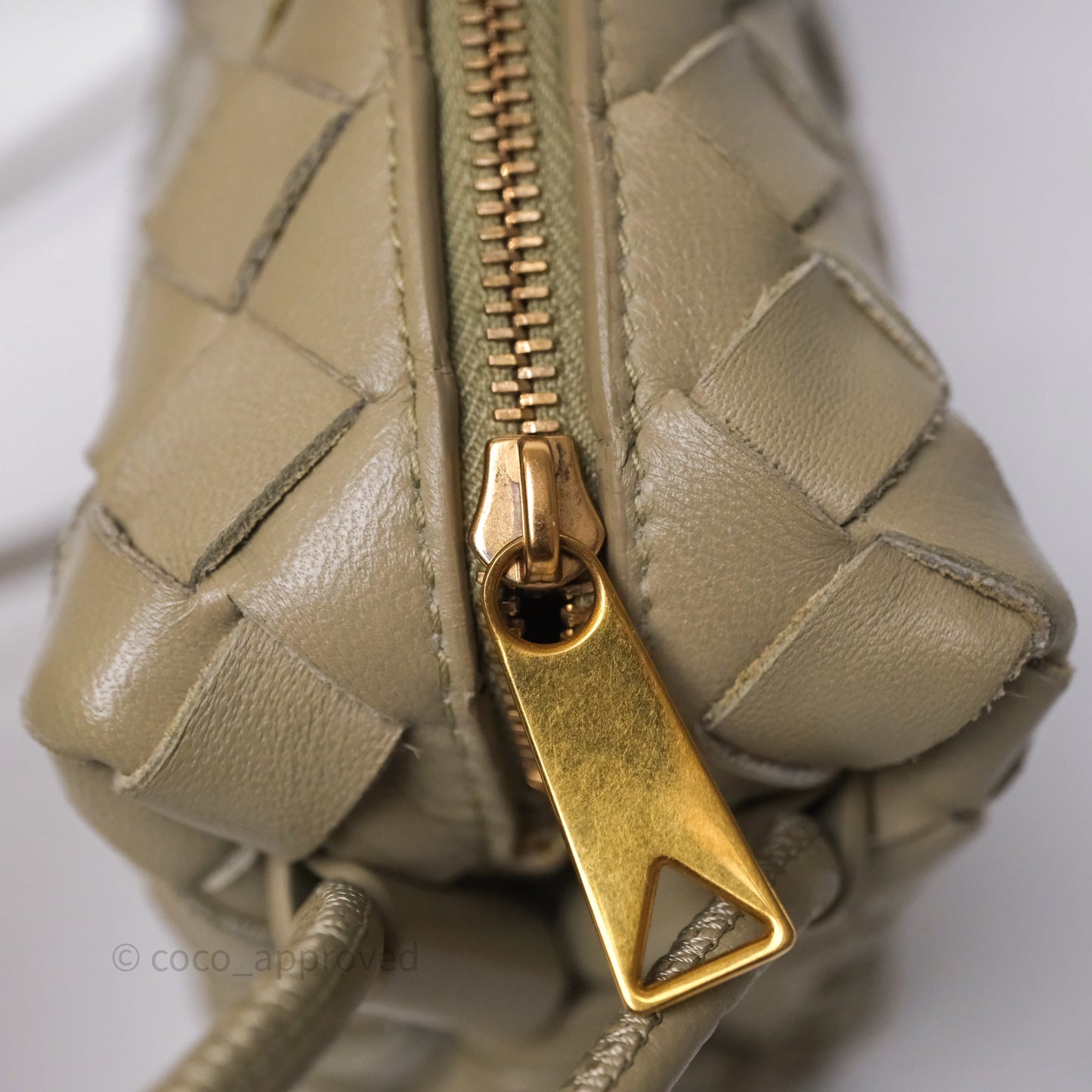Bottega Veneta Mini Loop Camera Bag Intrecciato Lambskin Travertine