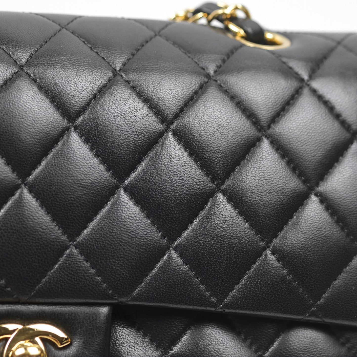 Chanel Classic M/L Medium Flap Quilted Black Lambskin Gold Hardware