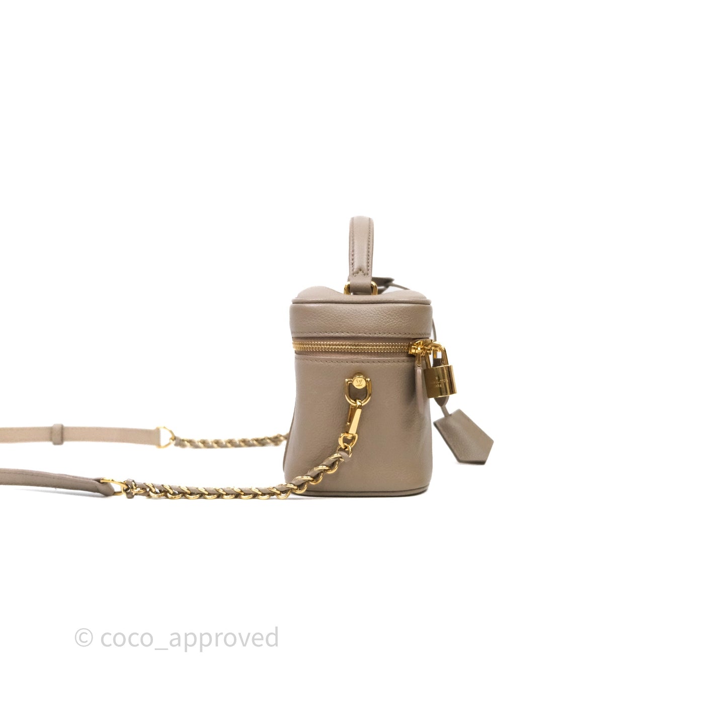 Louis Vuitton Monogram Empreinte Tourterelle Vanity PM Beige Gold Hardware