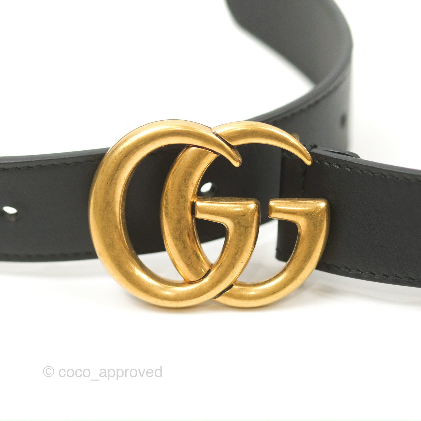 Gucci Double GG 20mm Belt Black Calfskin 85 34
