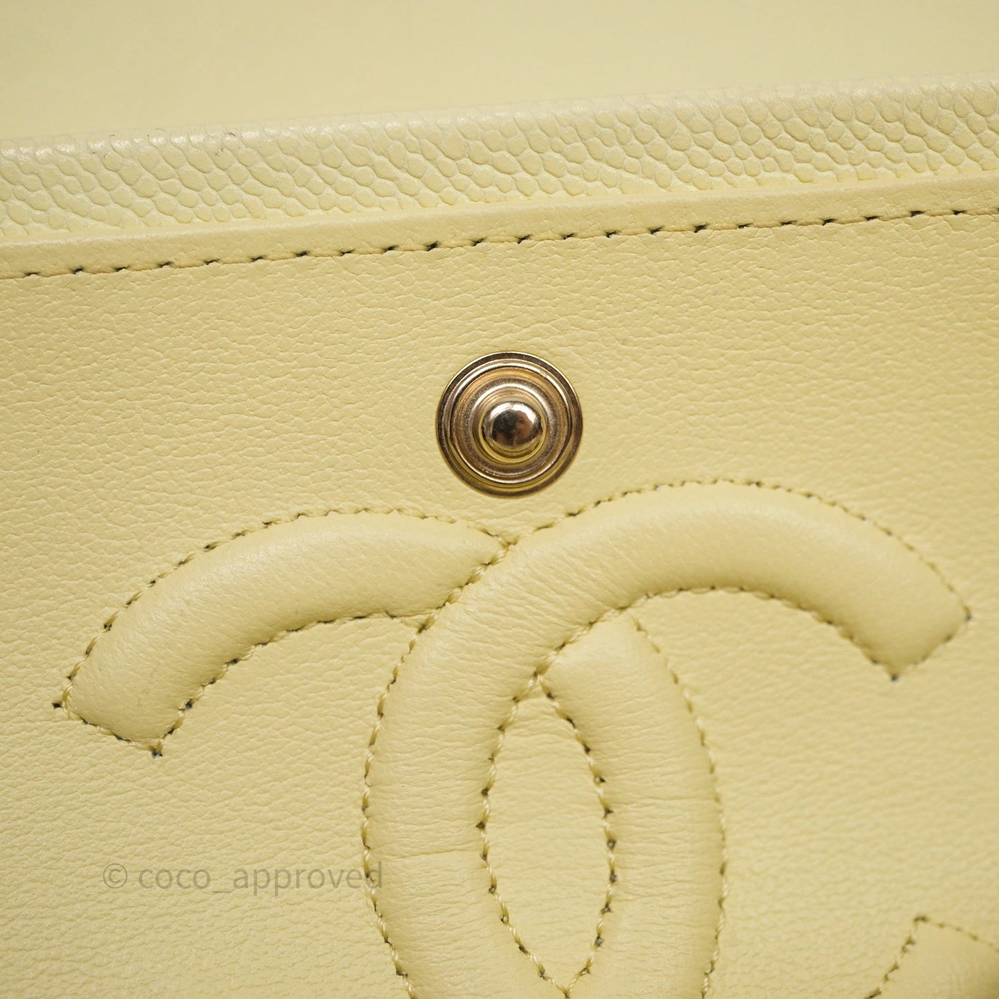 Chanel Small Classic Quilted Flap Light Yellow Caviar Gold Hardware