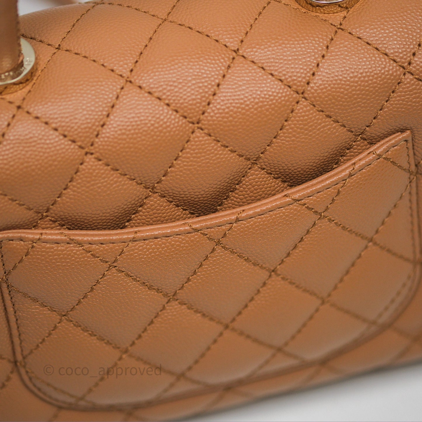 Chanel Small Coco Handle Dark Beige Caramel Caviar Gold Hardware