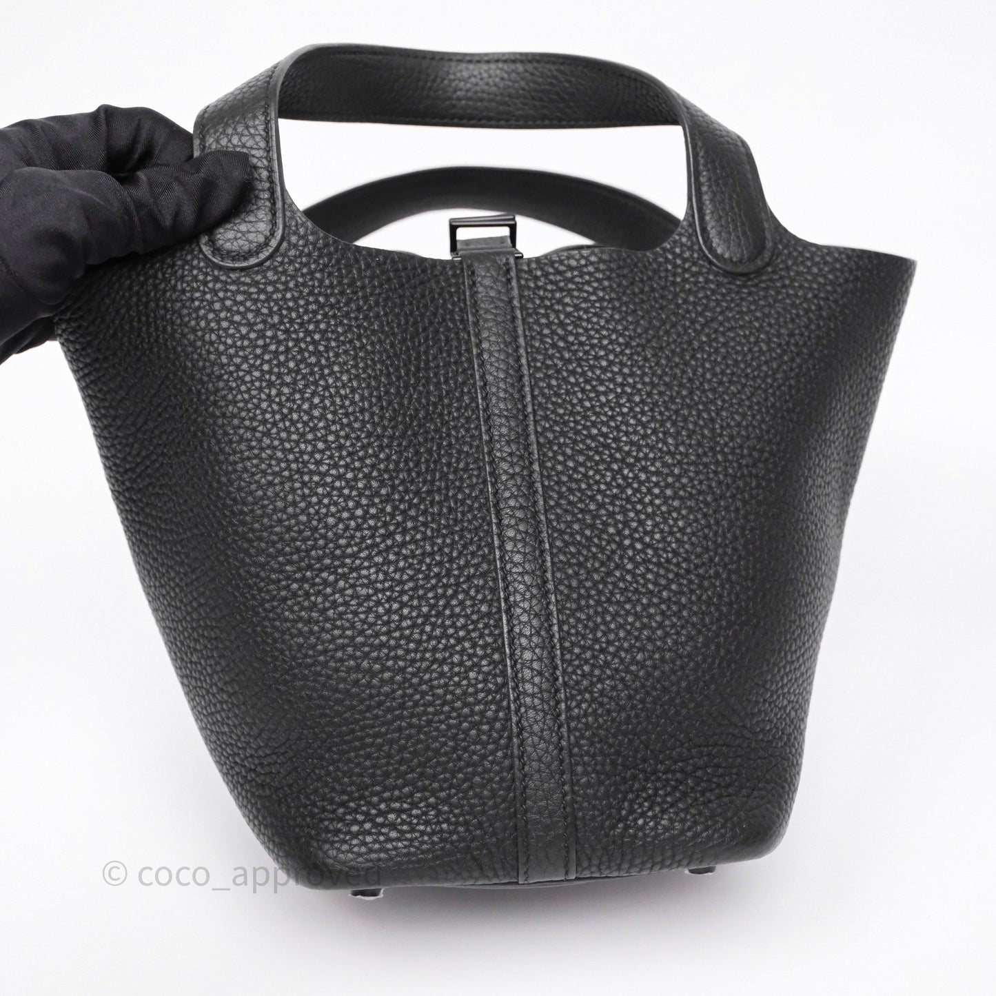 Hermès Picotin 18 Black Noir 89 Clemence So Black Hardware